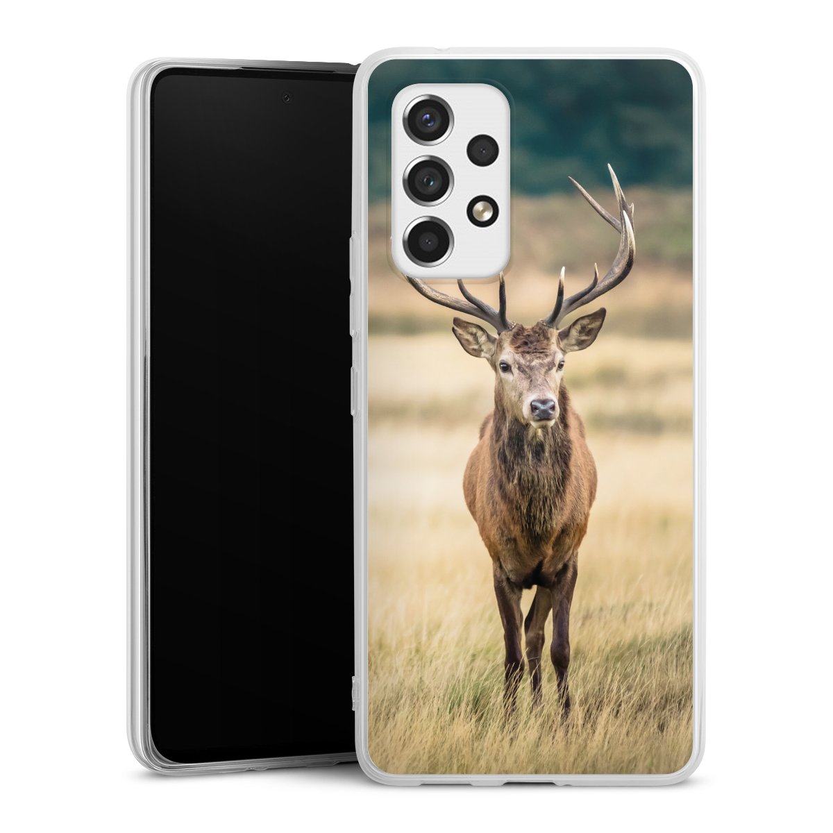 Galaxy A53 5G Handy Silikon Hülle Case transparent Handyhülle Deer Meadow Forrest Silikon Case