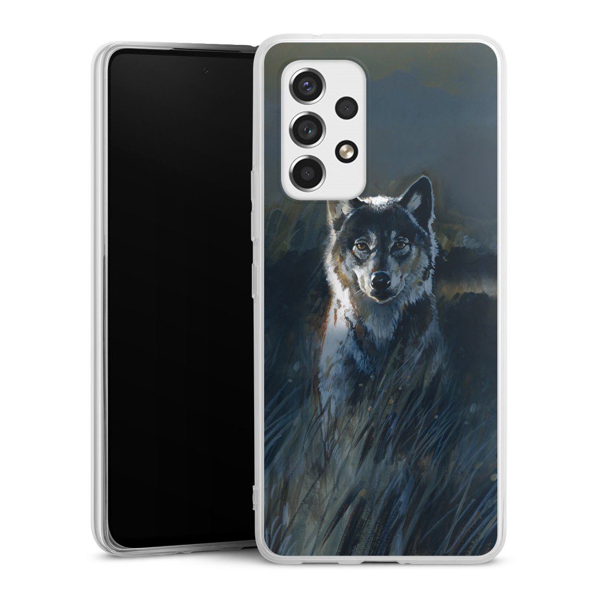 Galaxy A53 5G Handy Silikon Hülle Case transparent Handyhülle Nature Wolf Painting Silikon Case