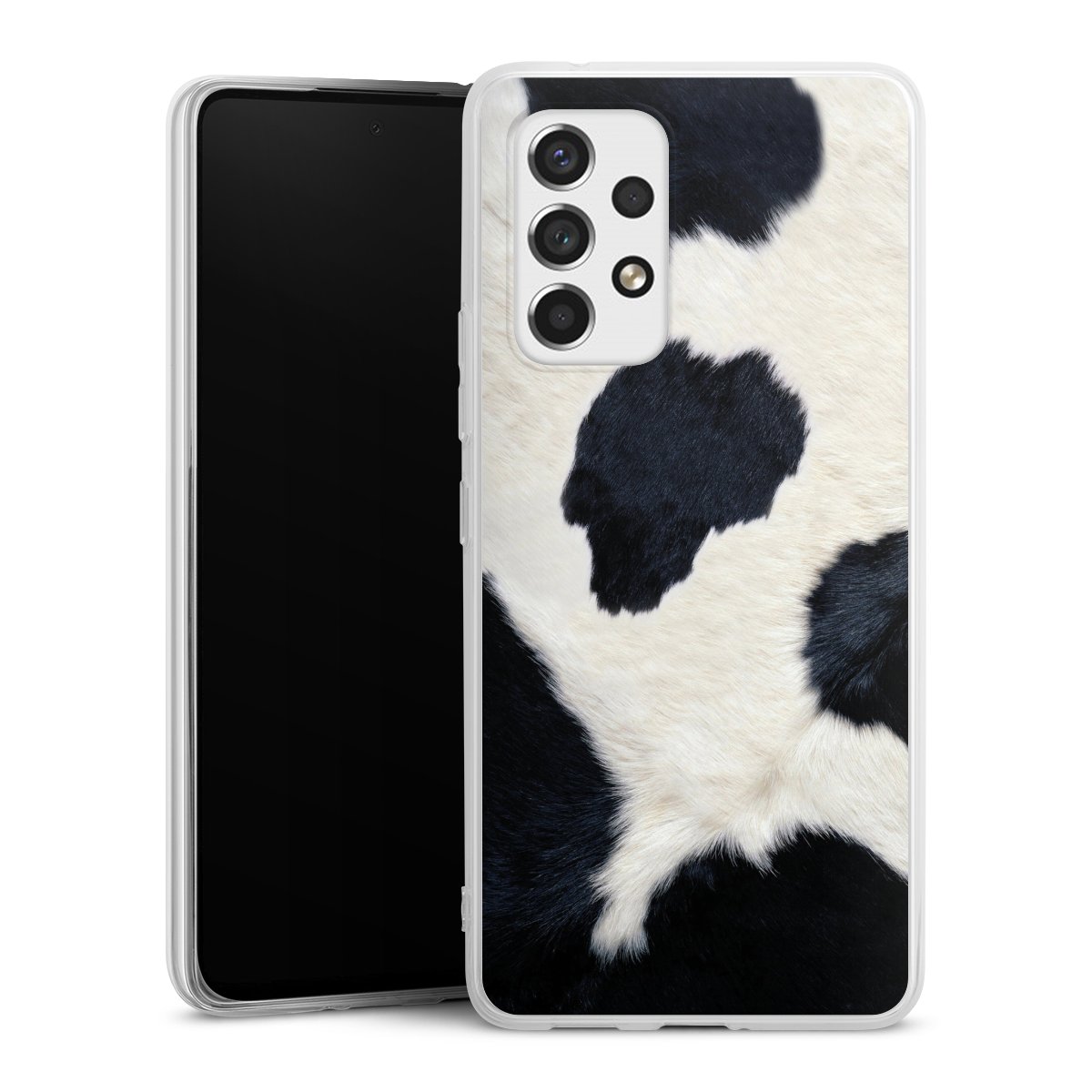 Galaxy A53 5G Handy Silikon Hülle Case transparent Handyhülle Animal Look Animal Print Cow Skin Silikon Case