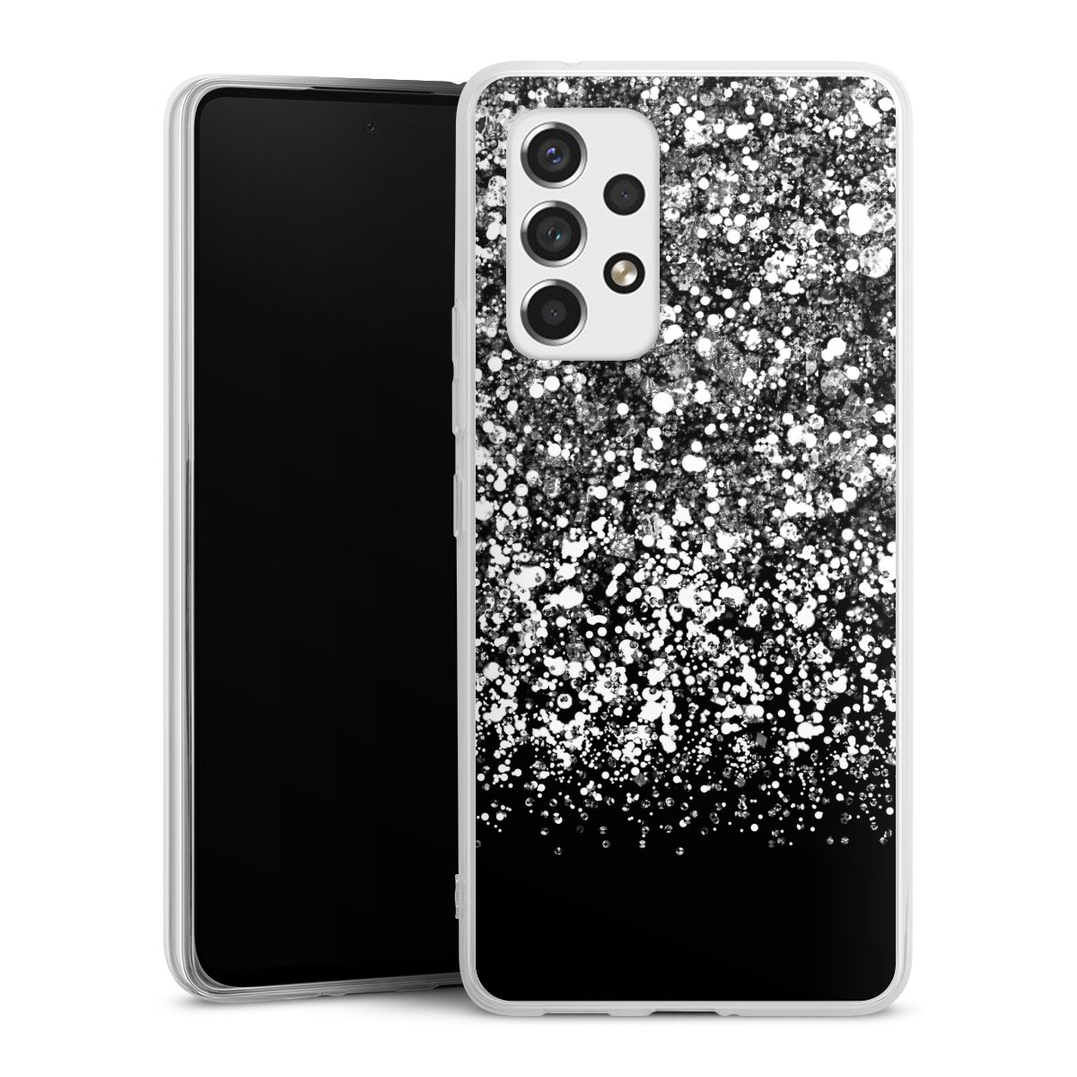 Galaxy A53 5G Handy Silikon Hülle Case transparent Handyhülle Glitzer Snowflake Muster Silikon Case