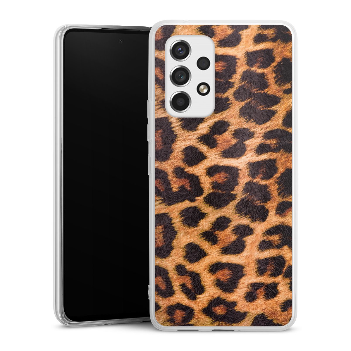 Galaxy A53 5G Handy Silikon Hülle Case transparent Handyhülle Animal Print Leopard Fur Silikon Case