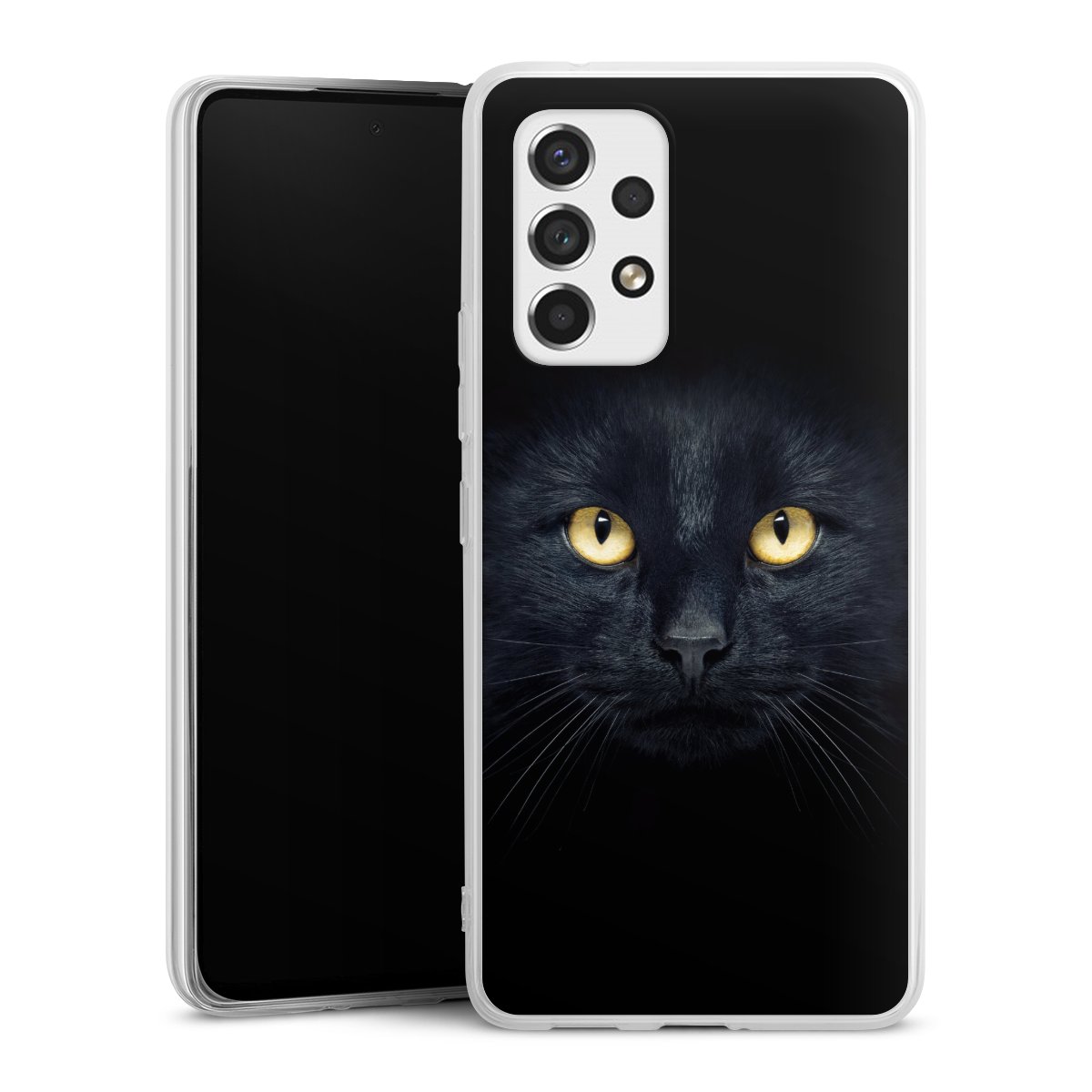 Galaxy A53 5G Handy Silikon Hülle Case transparent Handyhülle Eye Cat Black Silikon Case