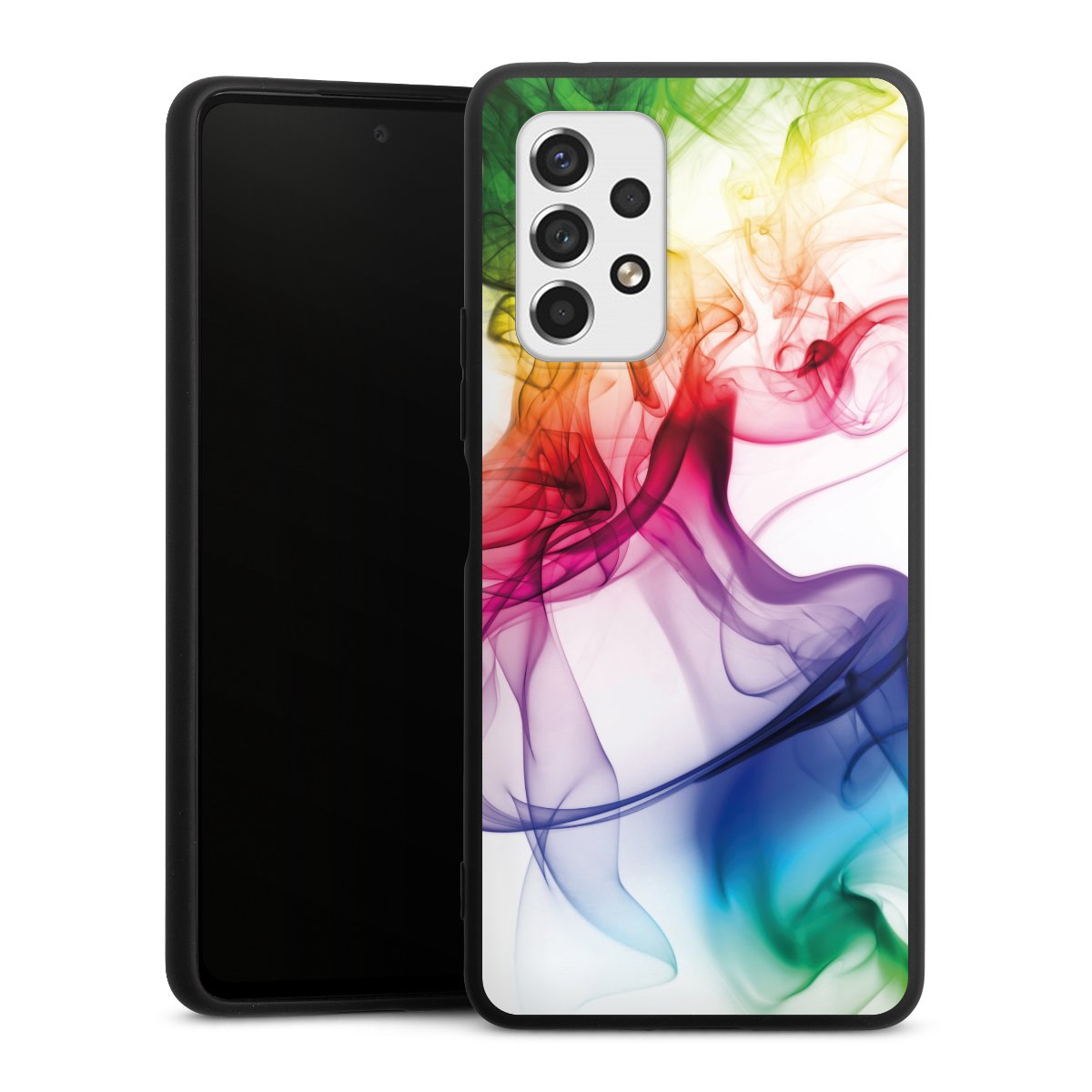 Galaxy A53 5G Handy Premium Silikon Hülle Handyhülle schwarz Case Water Colour Rainbow Silikon Premium Case