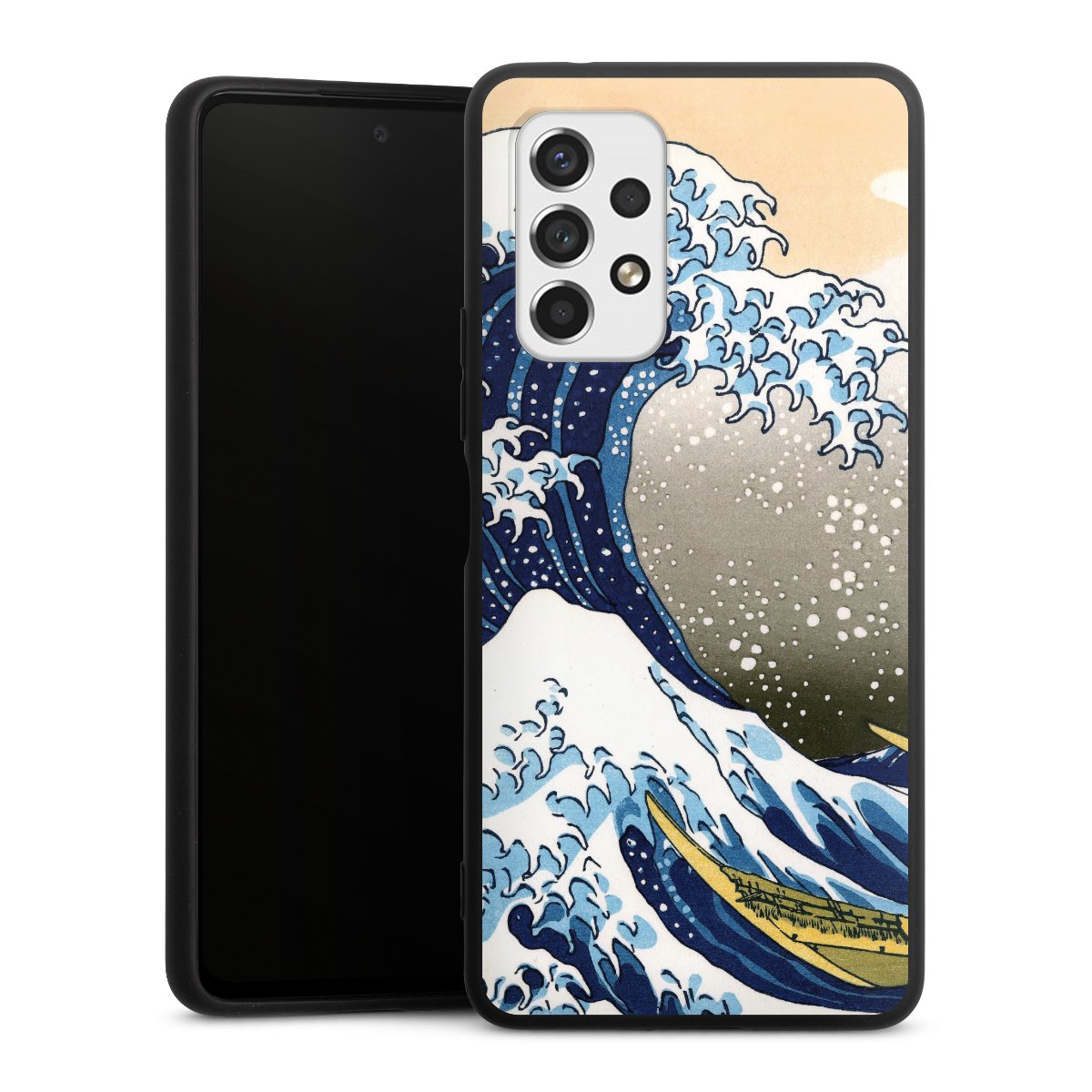 Galaxy A53 5G Handy Premium Silikon Hülle Handyhülle schwarz Case Kunst Katsushika Hokusai Die Große Welle Vor Kanagawa Silikon Premium Case