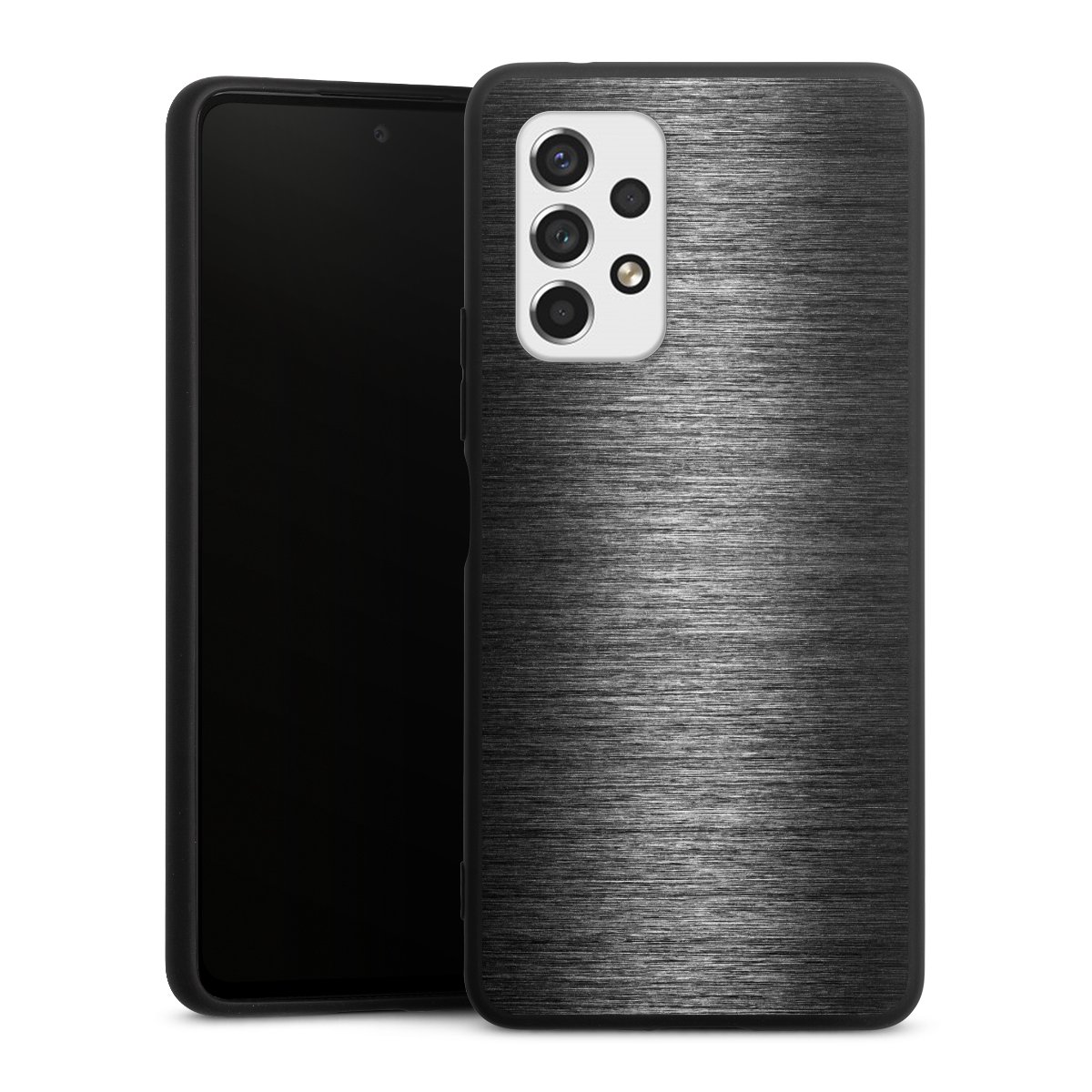 Galaxy A53 5G Handy Premium Silikon Hülle Handyhülle schwarz Case Metallic Look Anthracite Metal Silikon Premium Case