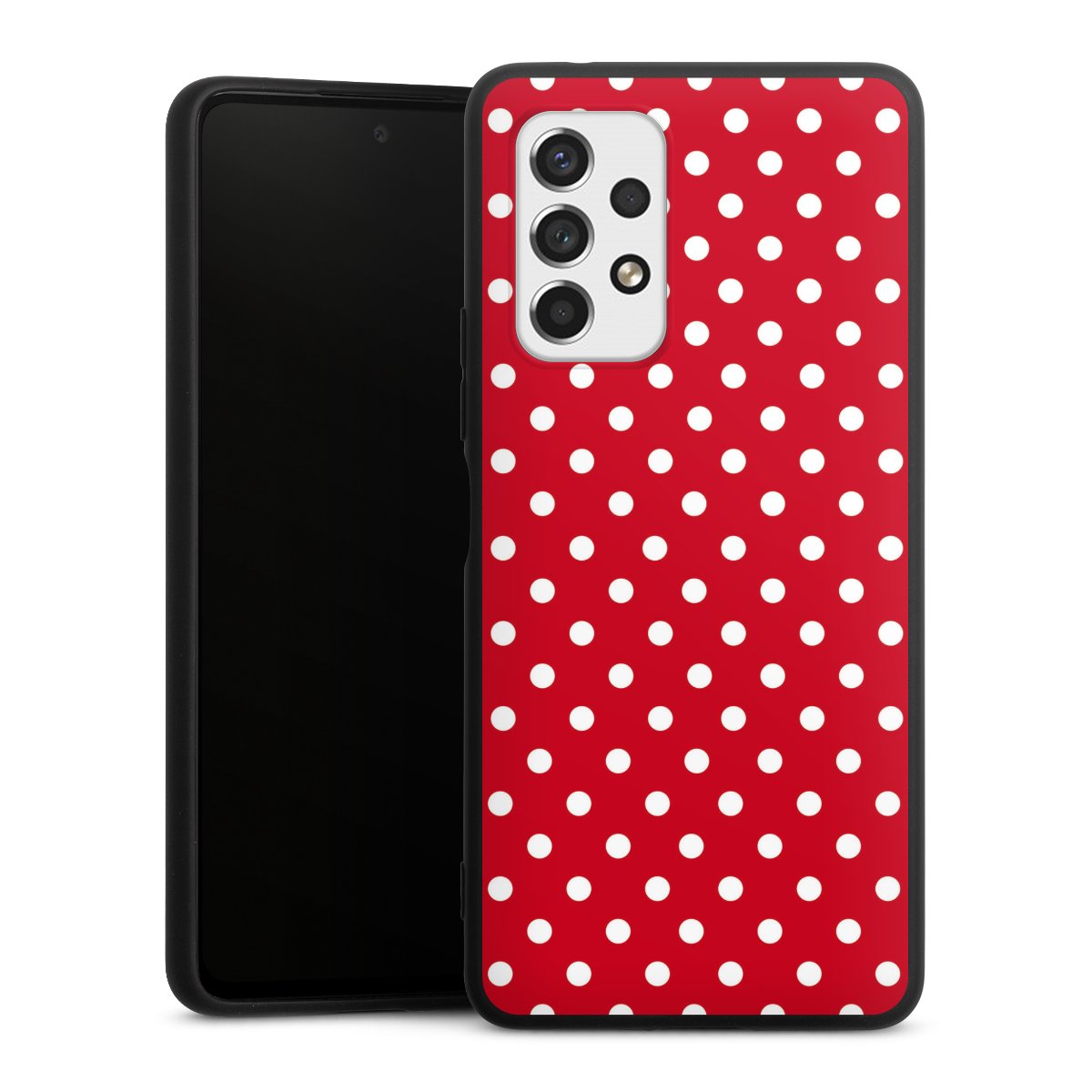 Galaxy A53 5G Handy Premium Silikon Hülle Handyhülle schwarz Case Points Polka Dots Retro Silikon Premium Case