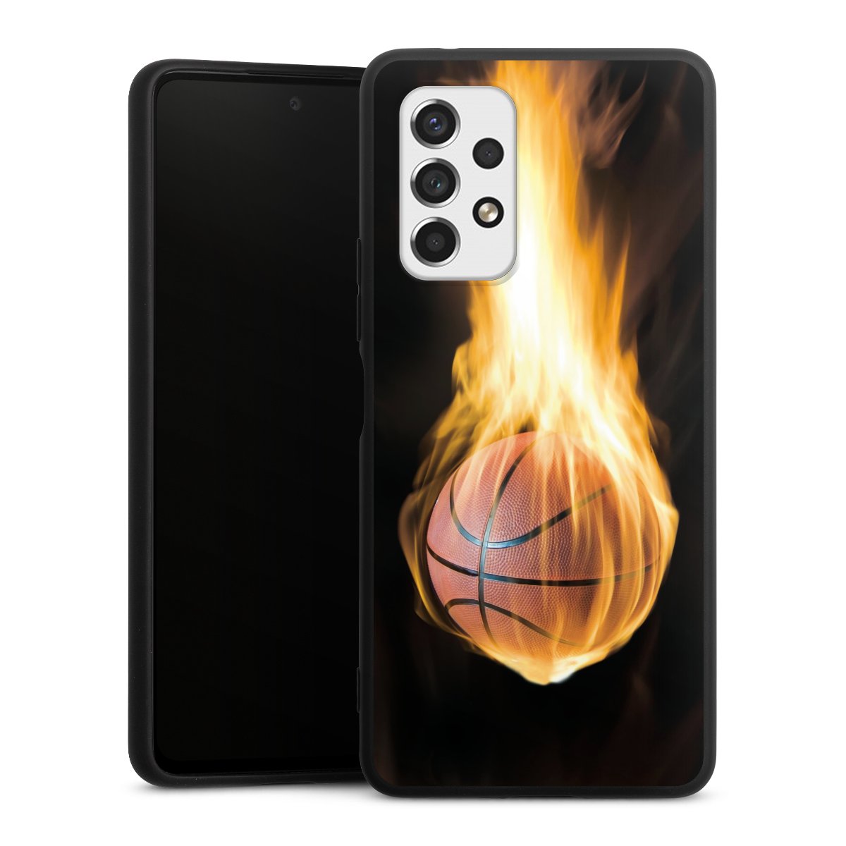 Galaxy A53 5G Handy Premium Silikon Hülle Handyhülle schwarz Case Basketball Sports Fire Silikon Premium Case