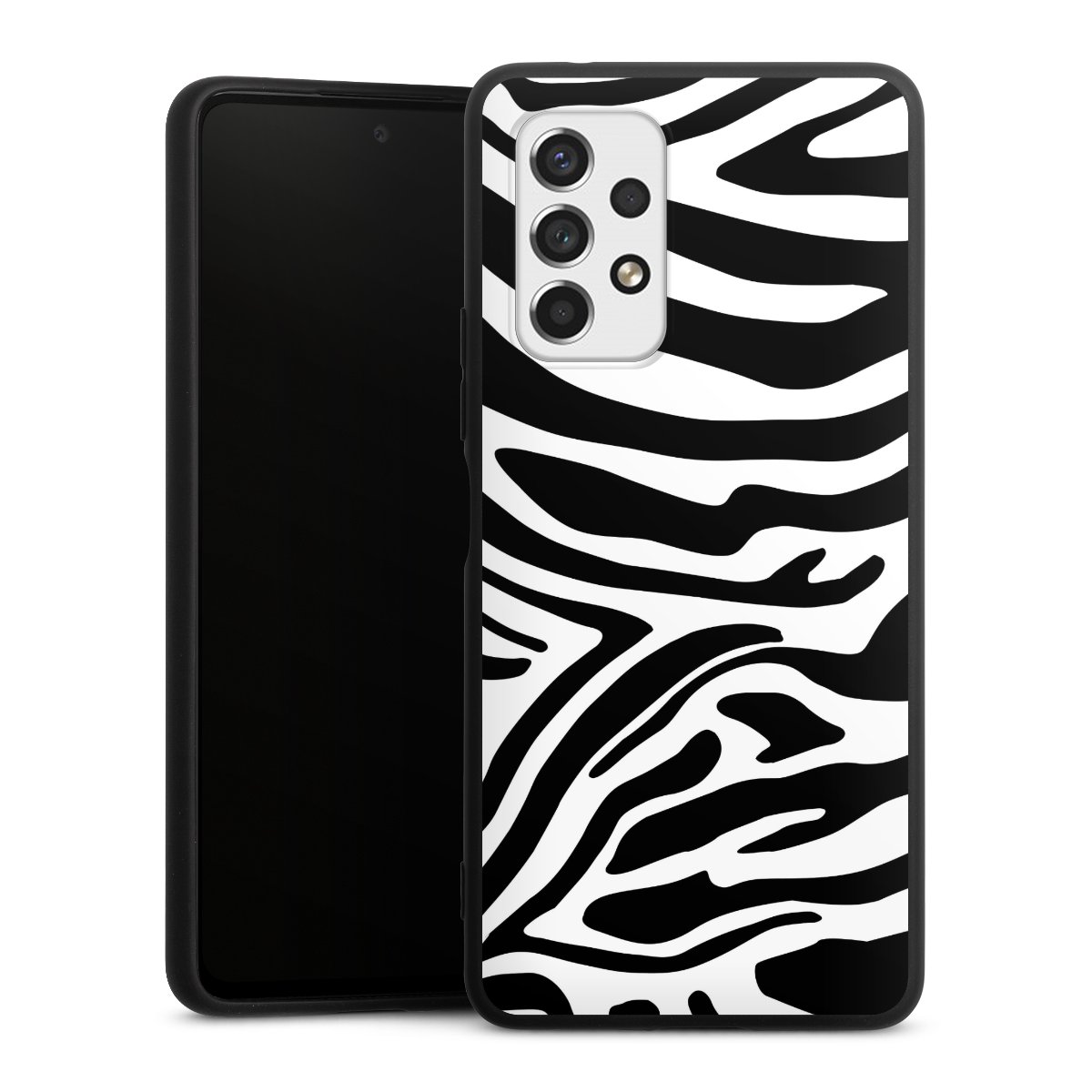 Galaxy A53 5G Handy Premium Silikon Hülle Handyhülle schwarz Case Zebra Animal Look Animal Print Silikon Premium Case