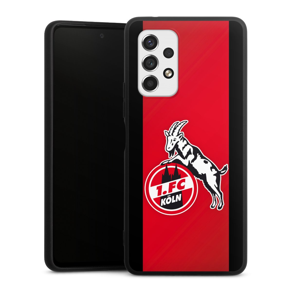 Galaxy A53 5G Handy Premium Silikon Hülle Handyhülle schwarz Case Official Licensed Product Billy Goat Hennes 1. Fc Köln Silikon Premium Case