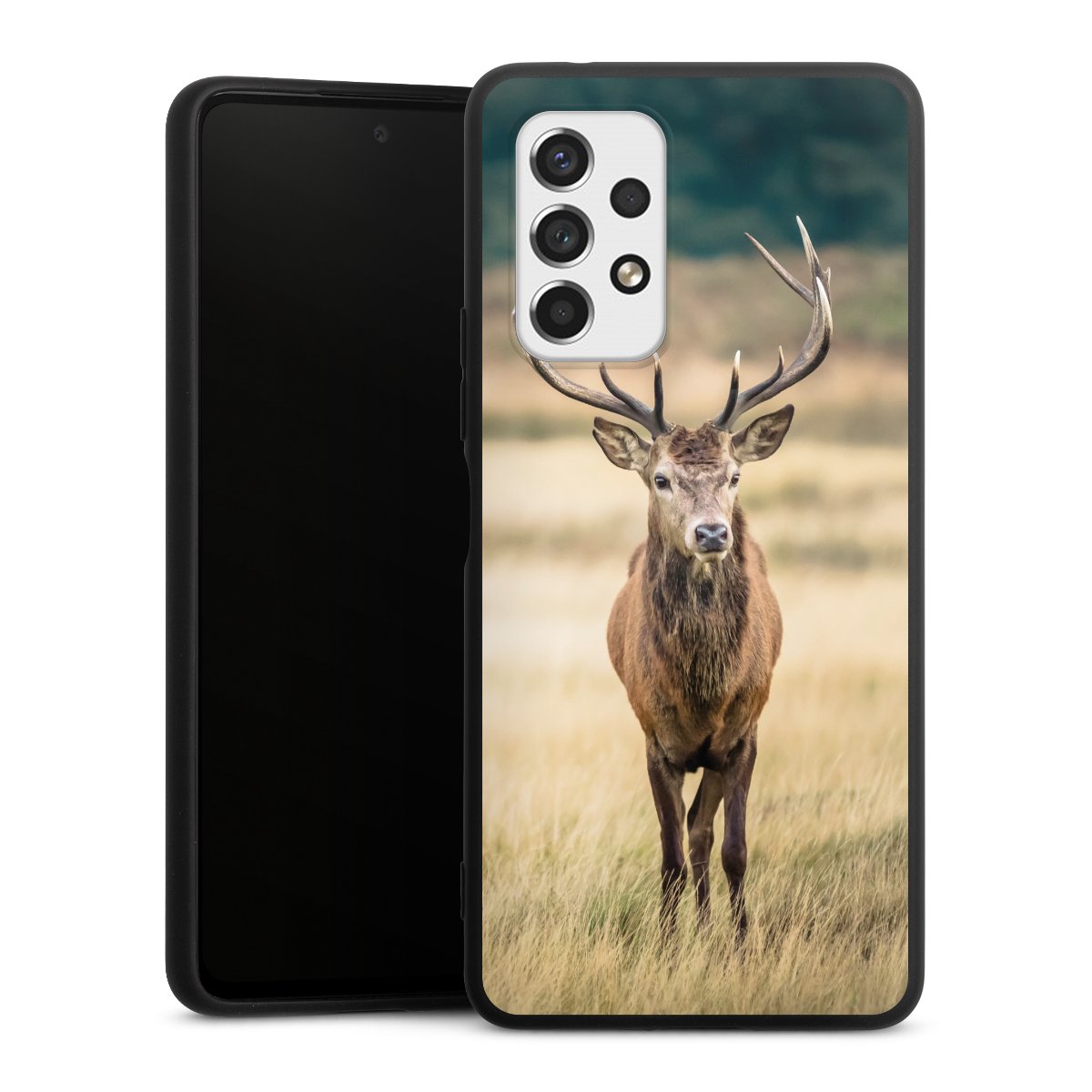 Galaxy A53 5G Handy Premium Silikon Hülle Handyhülle schwarz Case Deer Meadow Forrest Silikon Premium Case