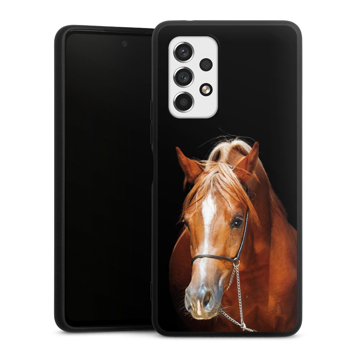 Galaxy A53 5G Handy Premium Silikon Hülle Handyhülle schwarz Case Mare Horse Hobby Silikon Premium Case