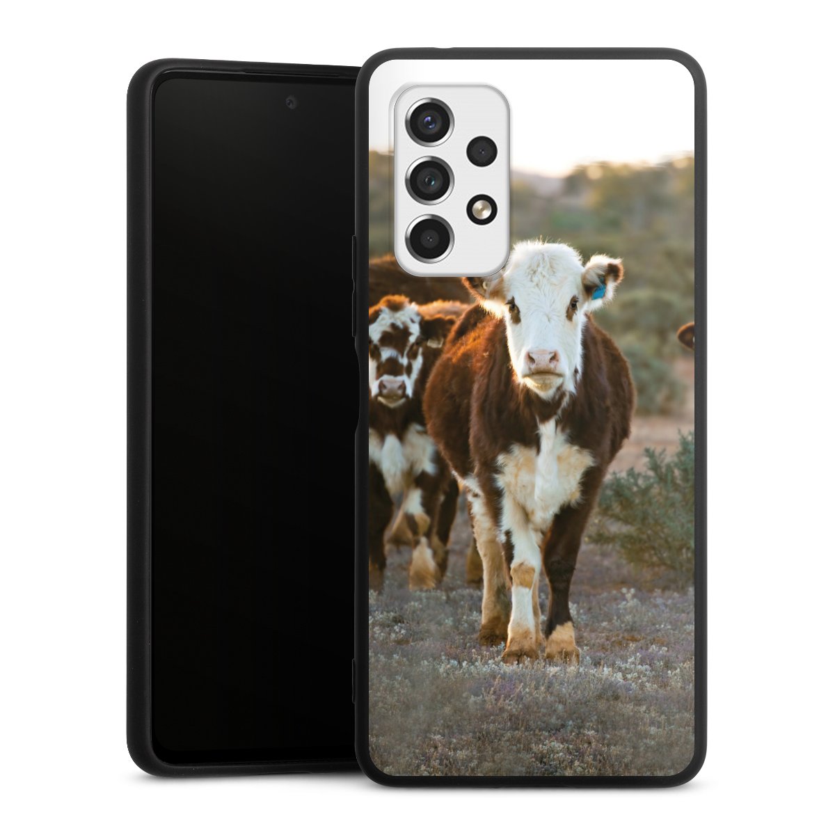 Galaxy A53 5G Handy Premium Silikon Hülle Handyhülle schwarz Case Cow Farmer Calf Silikon Premium Case