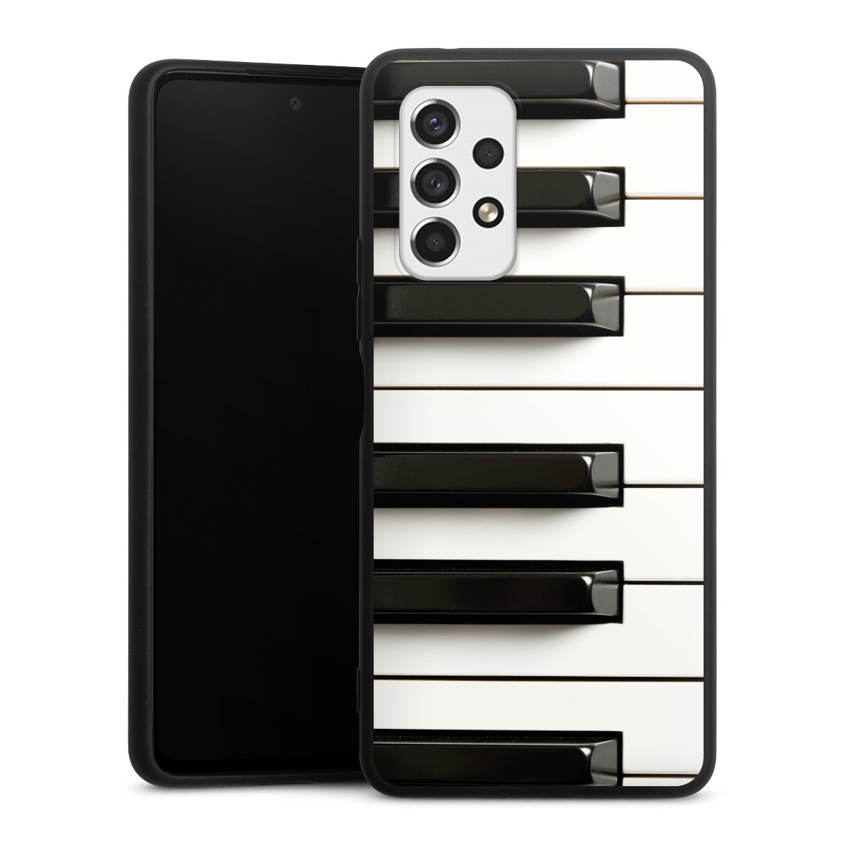 Galaxy A53 5G Handy Premium Silikon Hülle Handyhülle schwarz Case Klavier Piano Music Silikon Premium Case