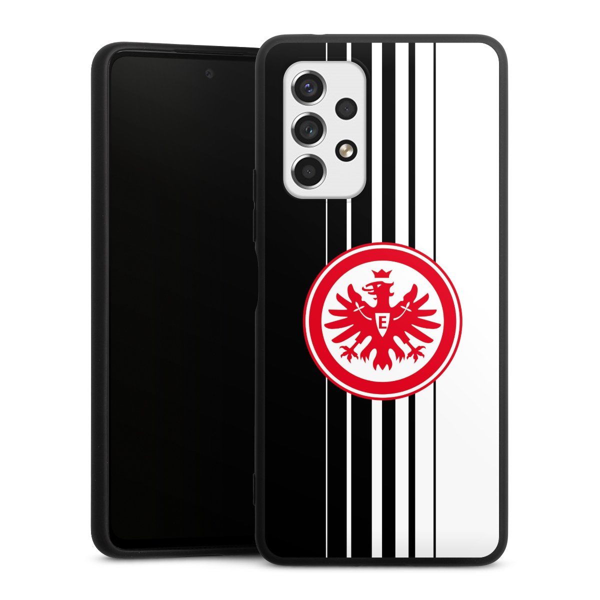 Galaxy A53 5G Handy Premium Silikon Hülle Handyhülle schwarz Case Stripes Eintracht Frankfurt Official Licensed Product Silikon Premium Case