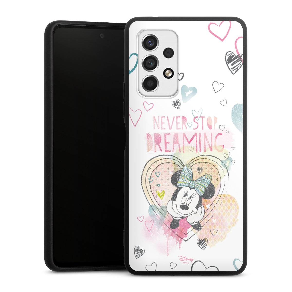 Galaxy A53 5G Handy Premium Silikon Hülle Handyhülle schwarz Case Disney Official Licensed Product Minnie Mouse Silikon Premium Case