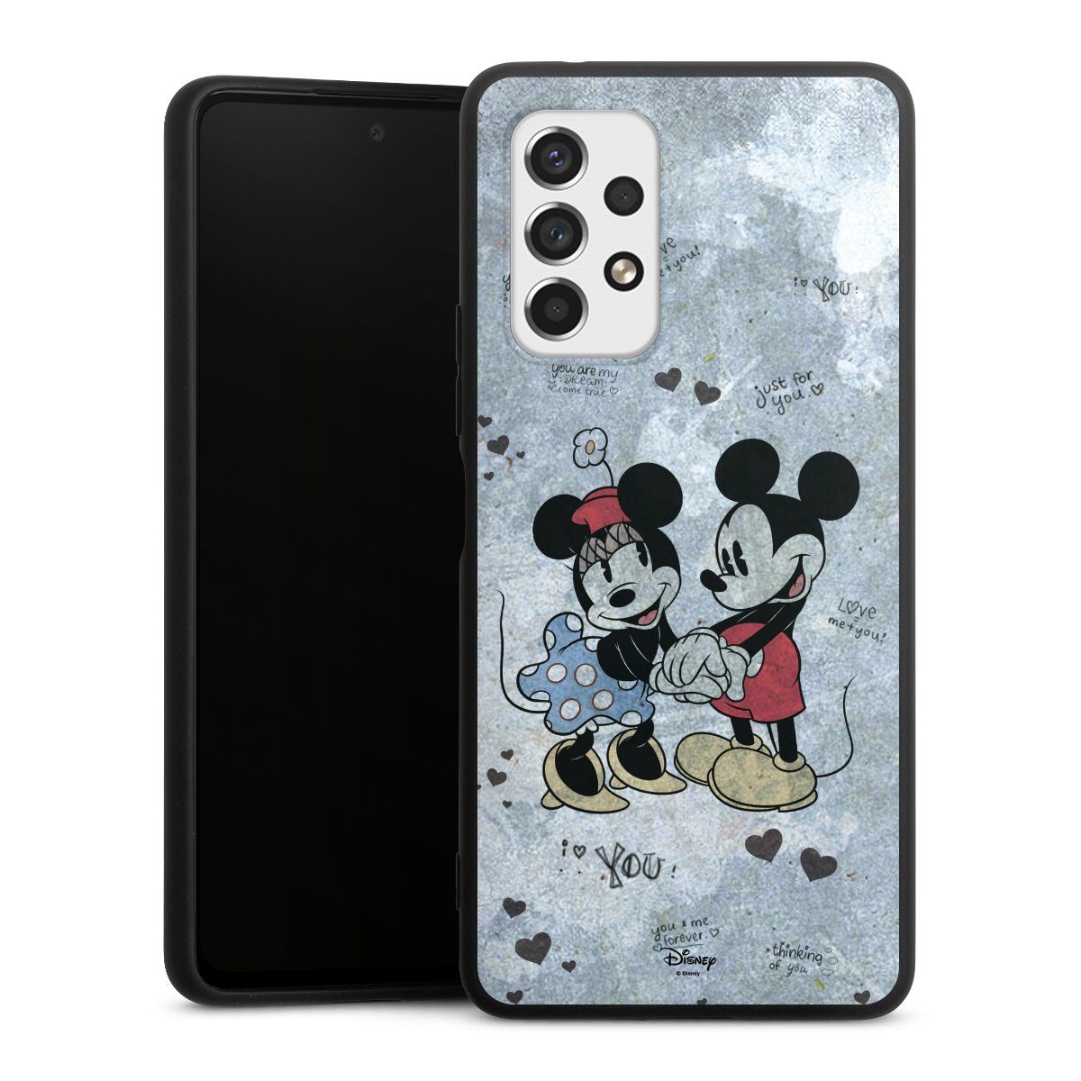 Galaxy A53 5G Handy Premium Silikon Hülle Handyhülle schwarz Case Mickey & Minnie Mouse Vintage Disney Silikon Premium Case