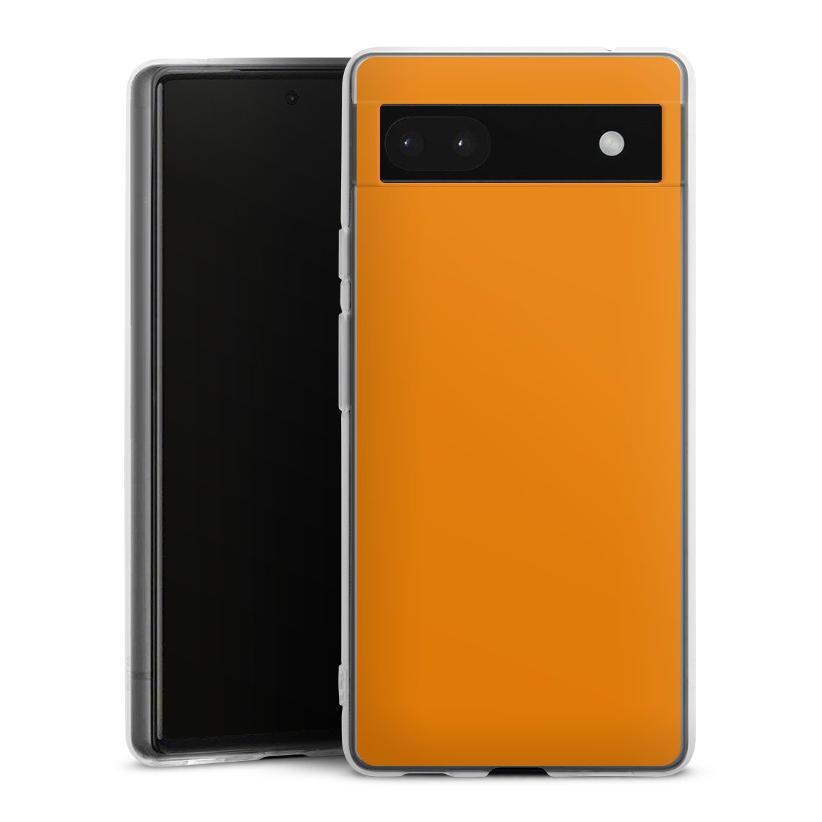 Google Pixel 6a Handy Silikon Hülle Case transparent Handyhülle Unicoloured Colour Orange Silikon Case