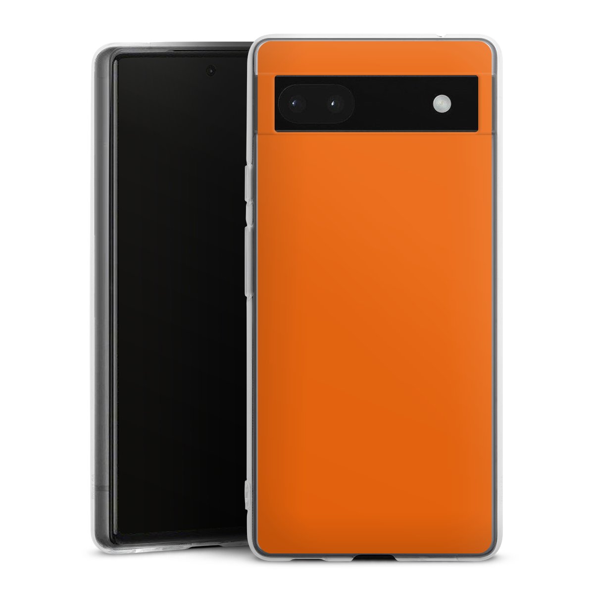 Google Pixel 6a Handy Silikon Hülle Case transparent Handyhülle Orange Colour Unicoloured Silikon Case