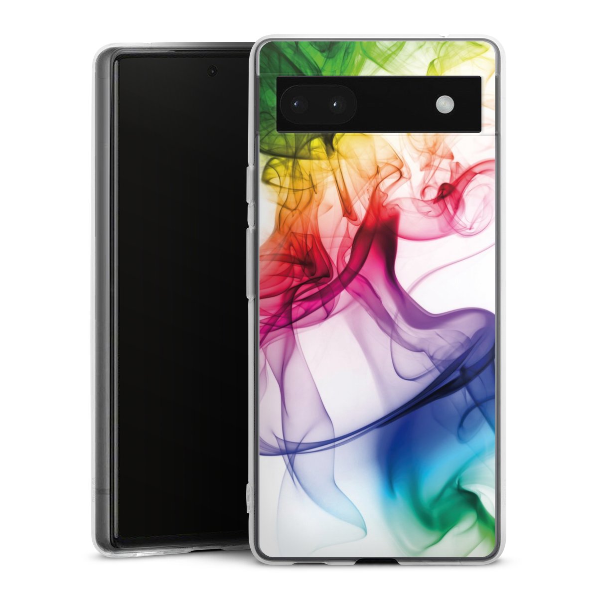 Google Pixel 6a Handy Silikon Hülle Case transparent Handyhülle Water Colour Rainbow Silikon Case