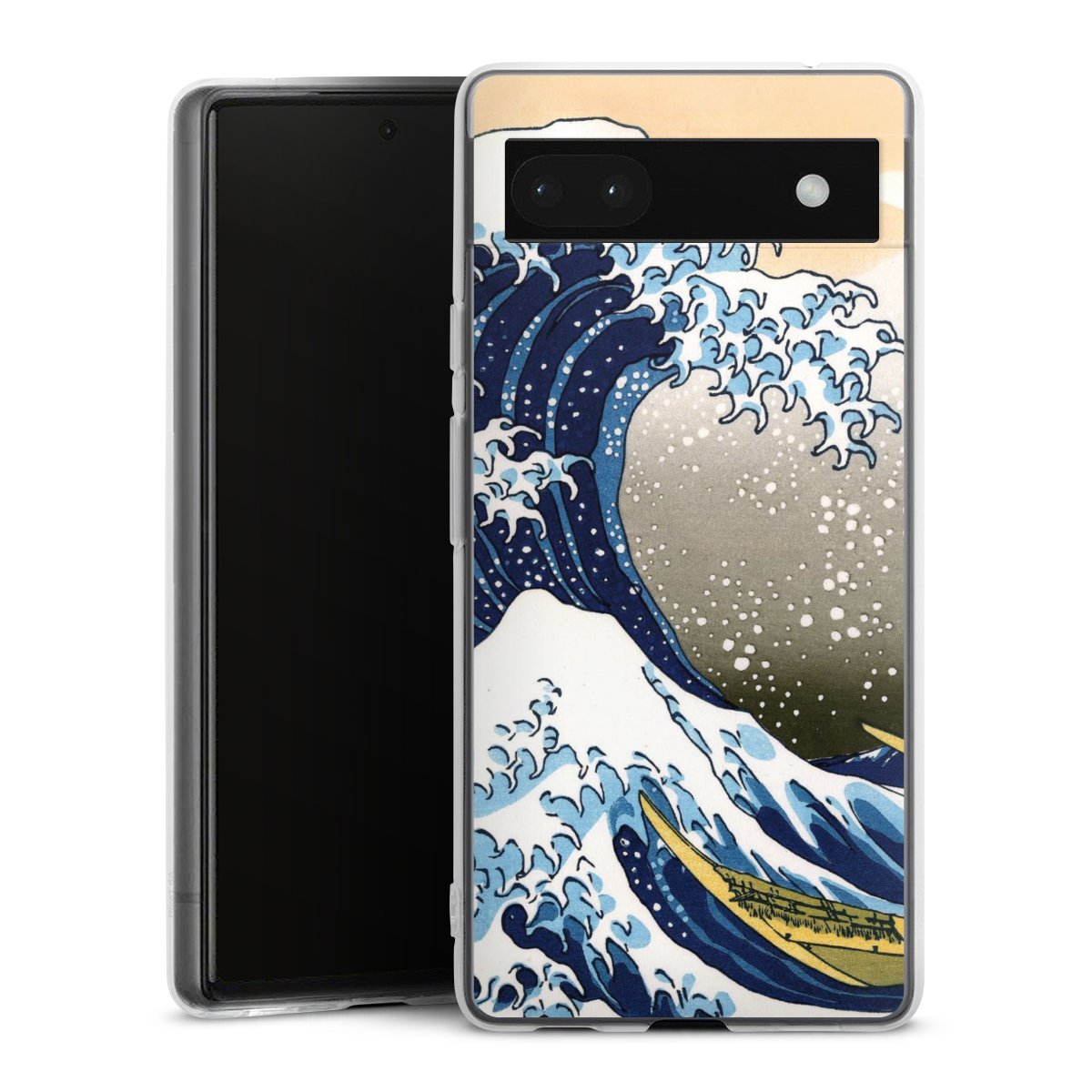 Google Pixel 6a Handy Silikon Hülle Case transparent Handyhülle Kunst Katsushika Hokusai Die Große Welle Vor Kanagawa Silikon Case