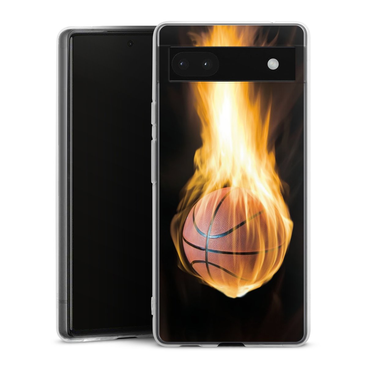 Google Pixel 6a Handy Silikon Hülle Case transparent Handyhülle Basketball Sports Fire Silikon Case