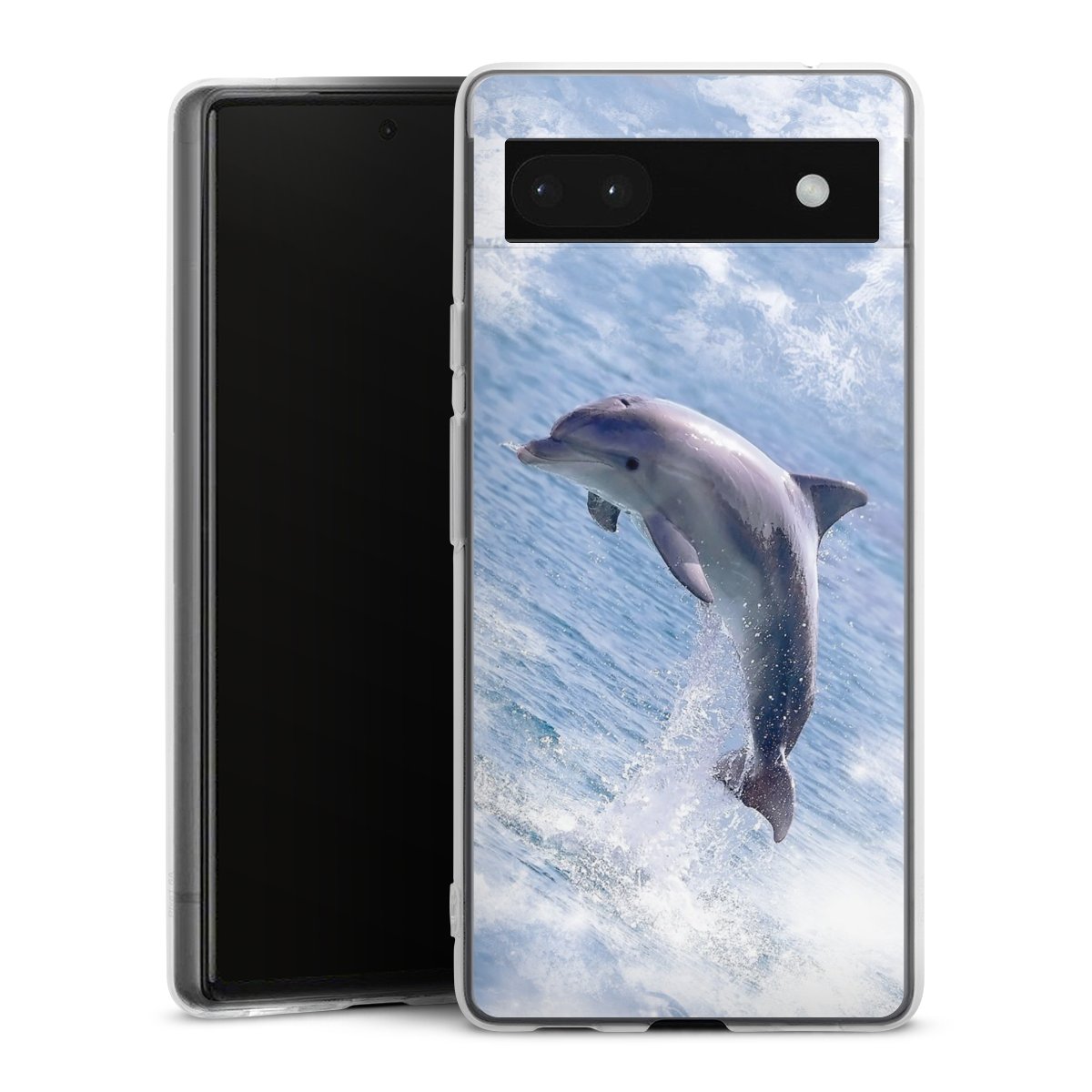 Google Pixel 6a Handy Silikon Hülle Case transparent Handyhülle Dolphin Ocean Wale Silikon Case