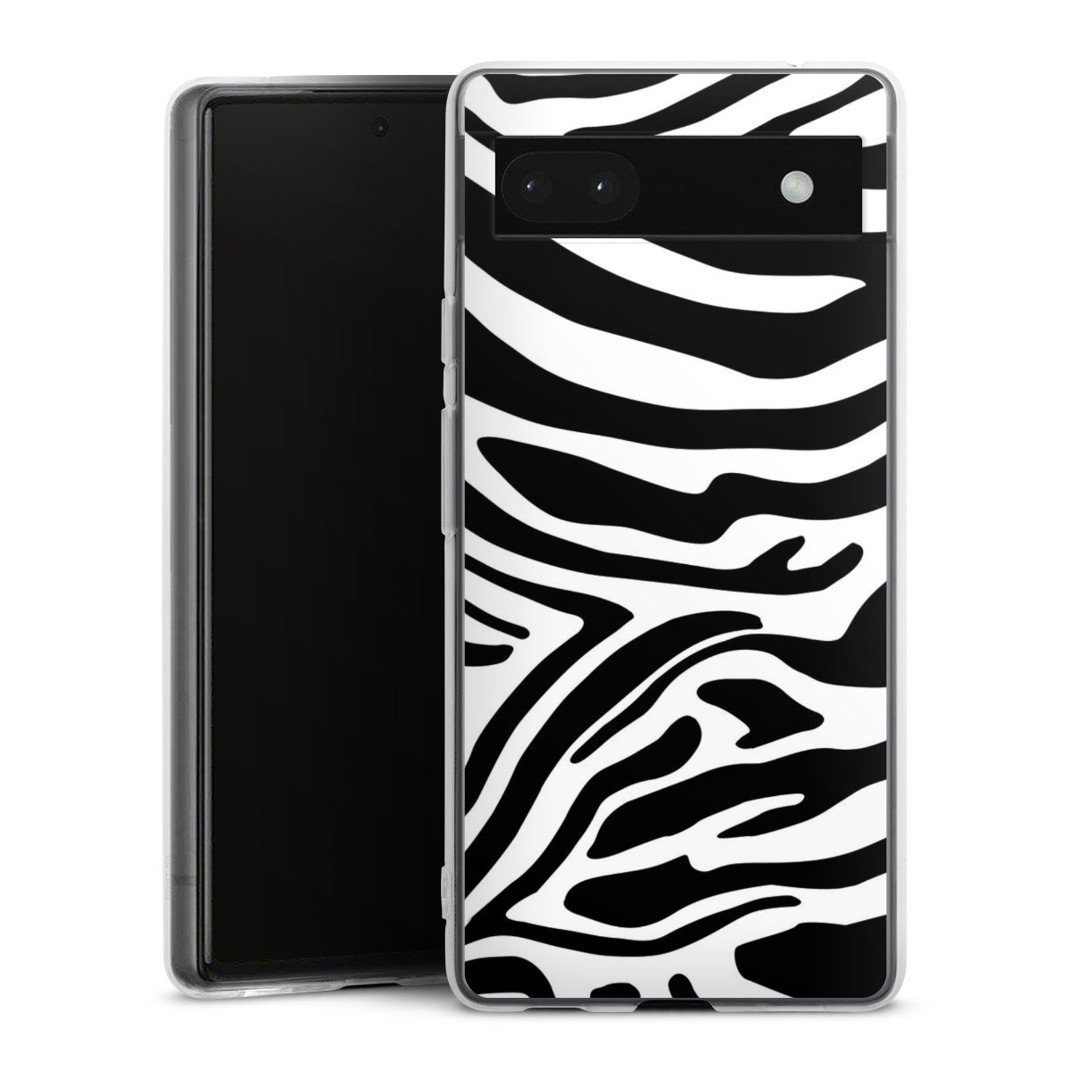 Google Pixel 6a Handy Silikon Hülle Case transparent Handyhülle Zebra Animal Look Animal Print Silikon Case