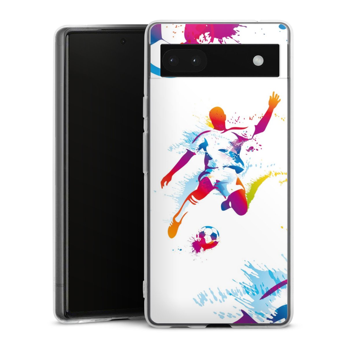 Google Pixel 6a Handy Silikon Hülle Case transparent Handyhülle Sports Soccer Muster Silikon Case