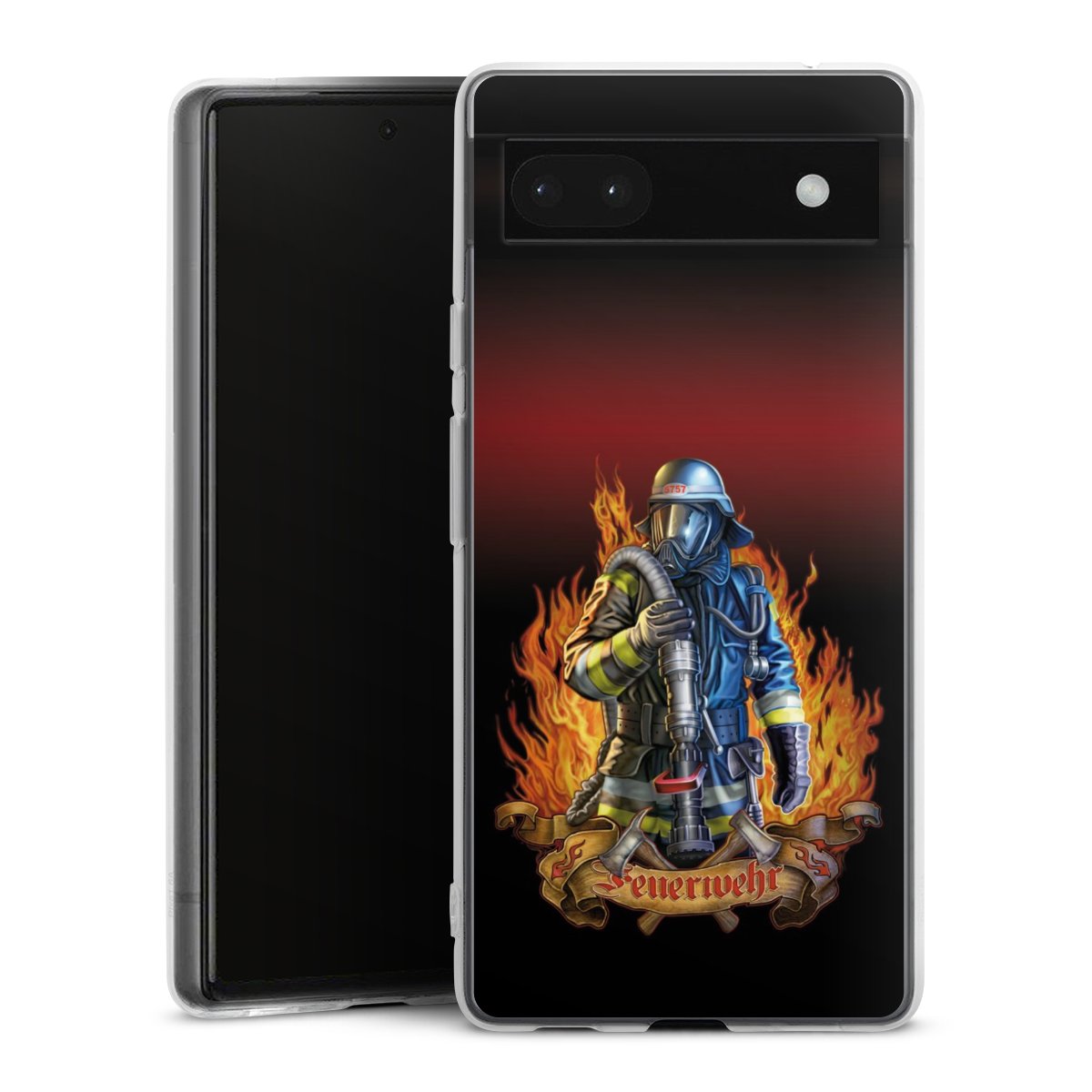 Google Pixel 6a Handy Silikon Hülle Case transparent Handyhülle Job Fire Fighter Fire Fighters Silikon Case