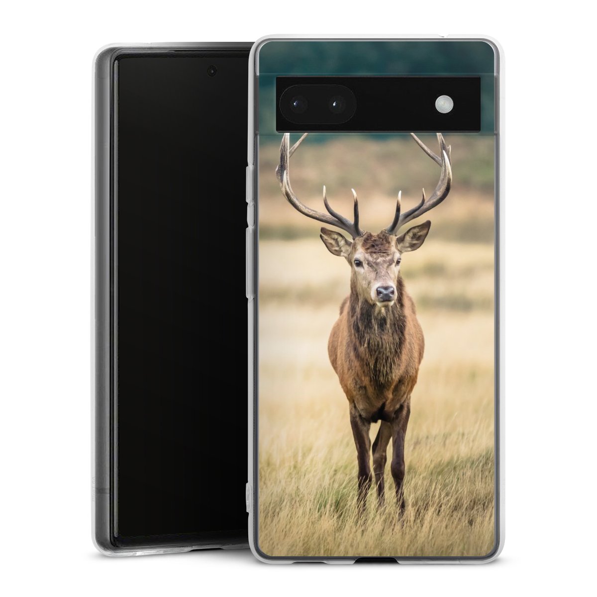 Google Pixel 6a Handy Silikon Hülle Case transparent Handyhülle Deer Meadow Forrest Silikon Case