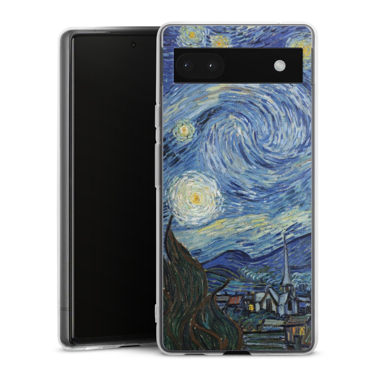 Google Pixel 6a Handy Silikon Hülle Case transparent Handyhülle The Starry Night Kunst Vincent Van Gogh Silikon Case