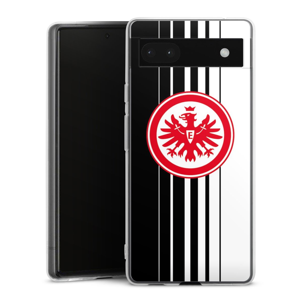 Google Pixel 6a Handy Silikon Hülle Case transparent Handyhülle Stripes Eintracht Frankfurt Official Licensed Product Silikon Case