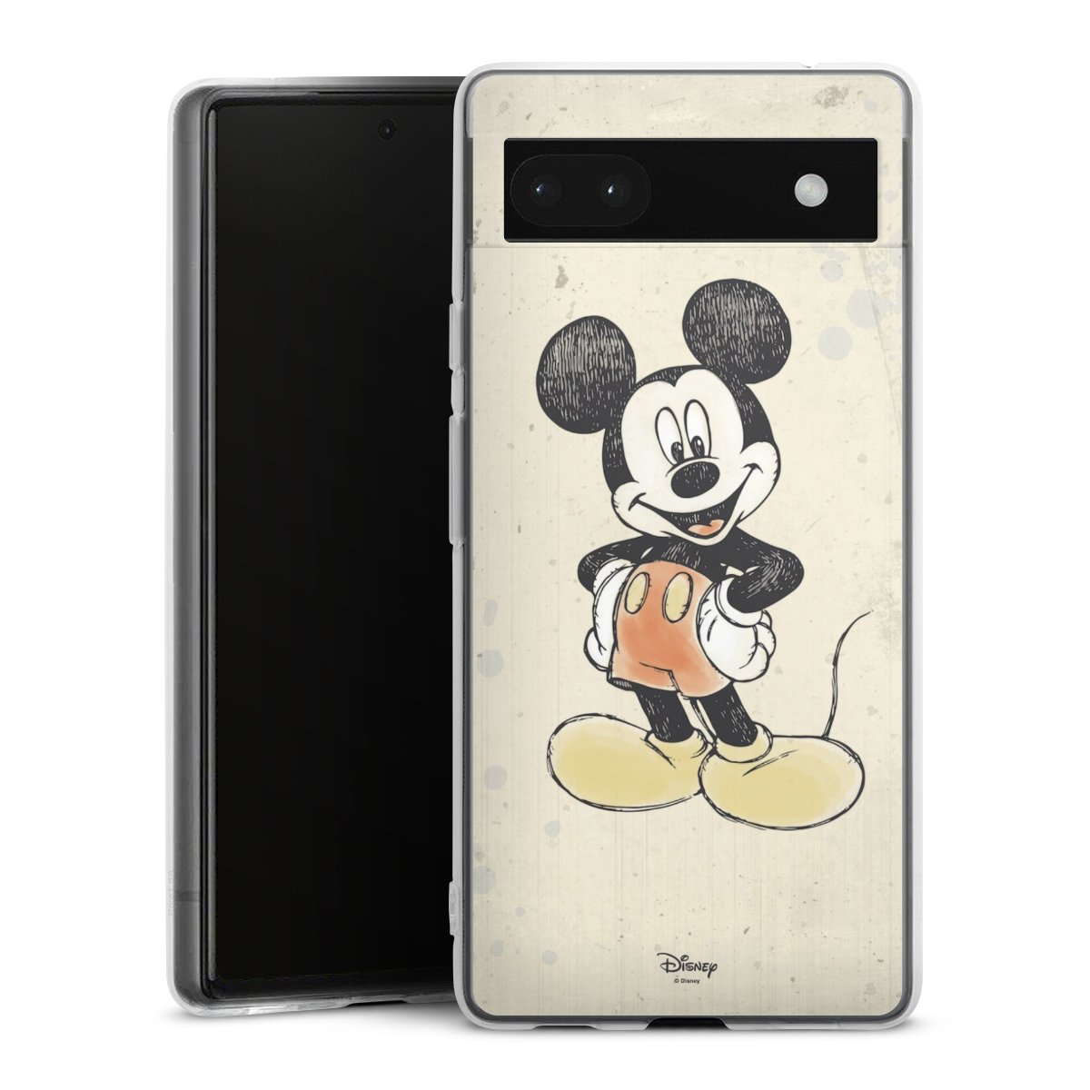 Google Pixel 6a Handy Silikon Hülle Case transparent Handyhülle Water Colour Mickey & Minnie Mouse Official Licensed Product Silikon Case