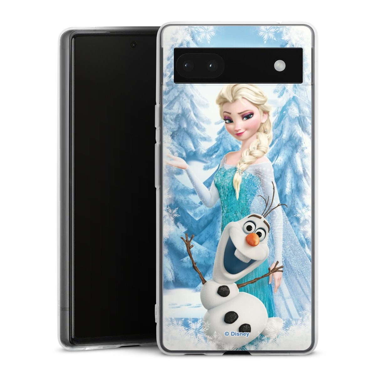 Google Pixel 6a Handy Silikon Hülle Case transparent Handyhülle Official Licensed Product Frozen Elsa Disney Silikon Case