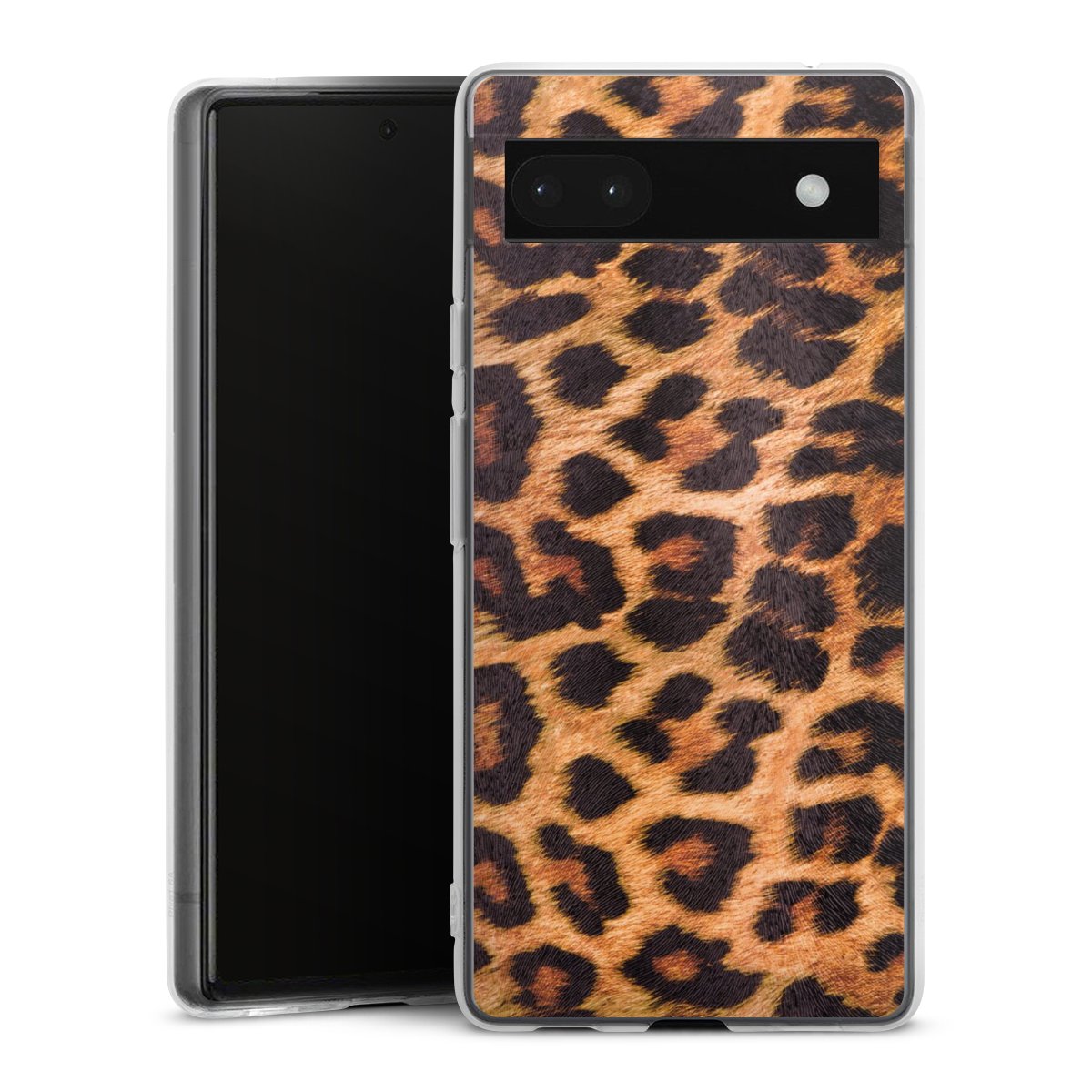 Google Pixel 6a Handy Silikon Hülle Case transparent Handyhülle Animal Print Leopard Fur Silikon Case