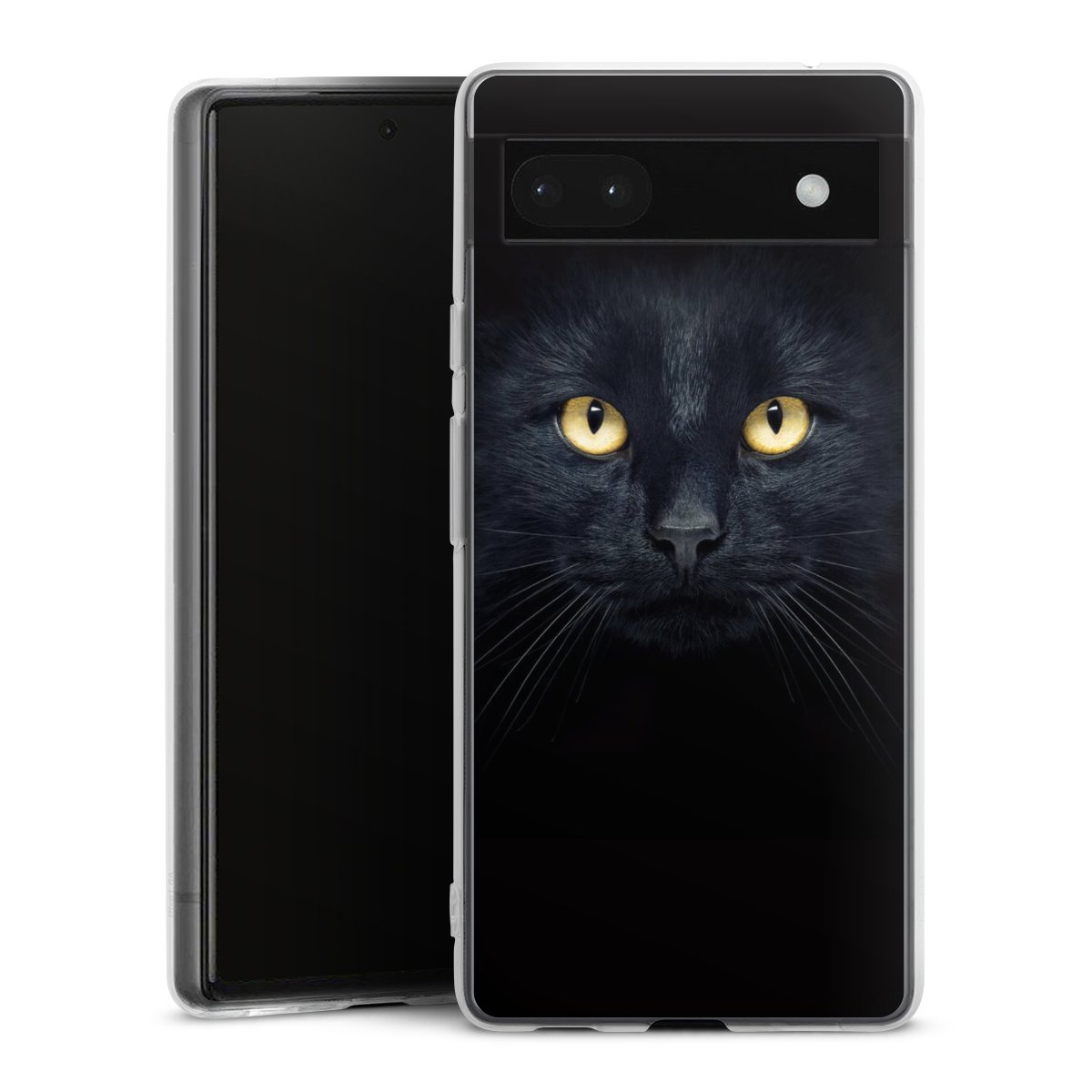 Google Pixel 6a Handy Silikon Hülle Case transparent Handyhülle Eye Cat Black Silikon Case