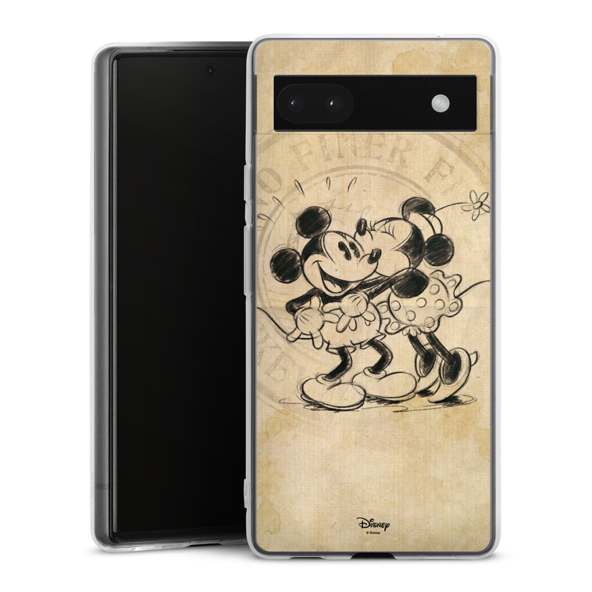 Google Pixel 6a Handy Silikon Hülle Case transparent Handyhülle Mickey Mouse Vintage Minnie Mouse Silikon Case