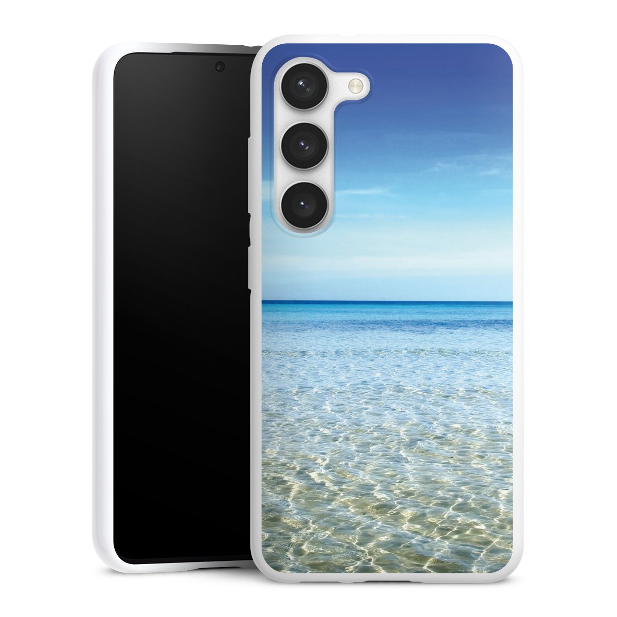 Galaxy S23 Handy Silikon Hülle Case weiß Handyhülle Urlaub Sky Ocean Silikon Case