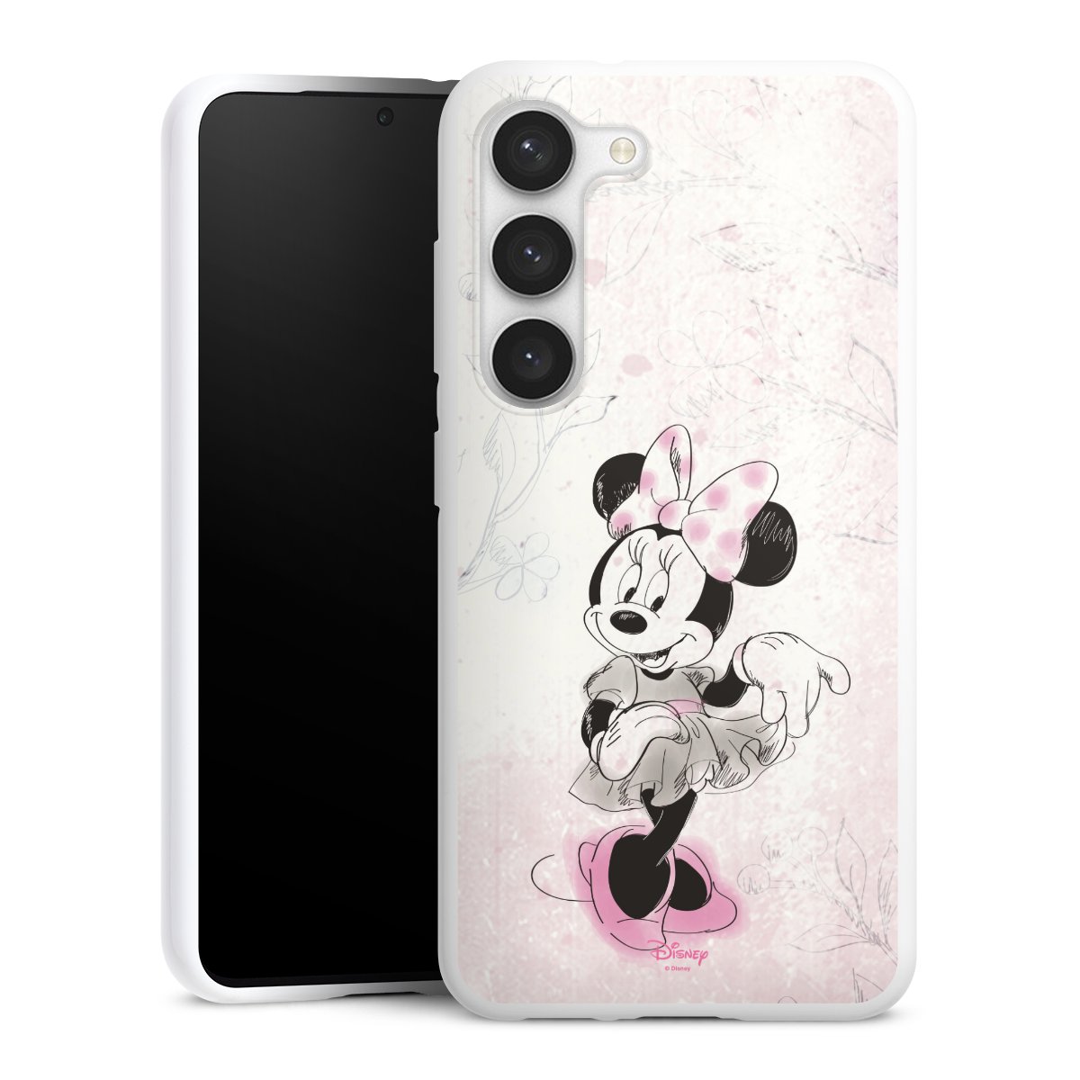 Galaxy S23 Handy Silikon Hülle Case weiß Handyhülle Disney Minnie Mouse Vintage Silikon Case