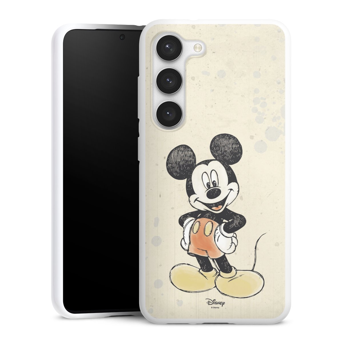 Galaxy S23 Handy Silikon Hülle Case weiß Handyhülle Water Colour Mickey & Minnie Mouse Official Licensed Product Silikon Case