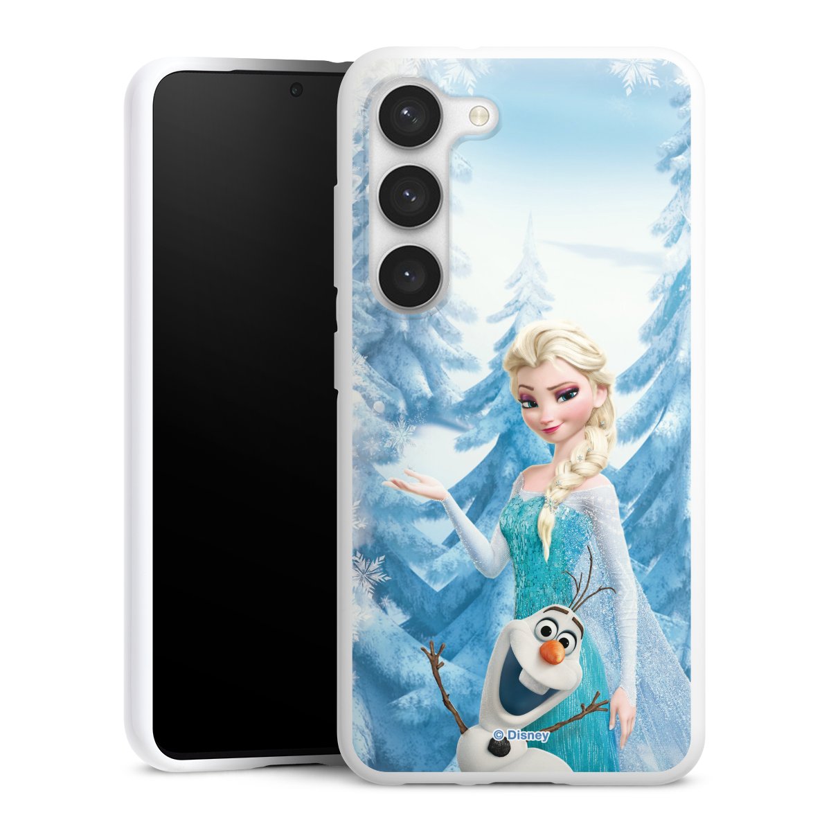 Galaxy S23 Handy Silikon Hülle Case weiß Handyhülle Official Licensed Product Frozen Elsa Disney Silikon Case