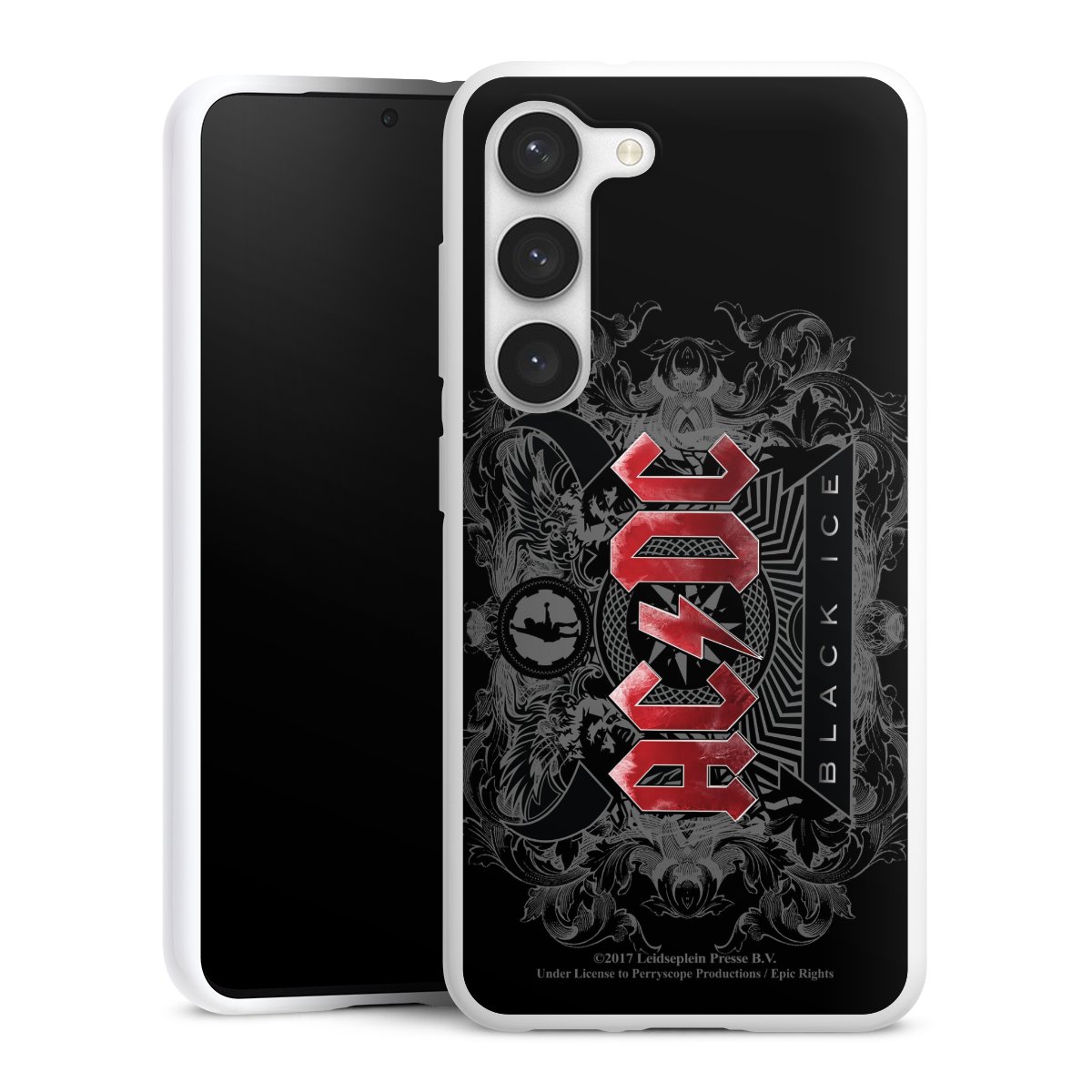 Galaxy S23 Handy Silikon Hülle Case weiß Handyhülle Merchandise Black Ice Acdc Silikon Case