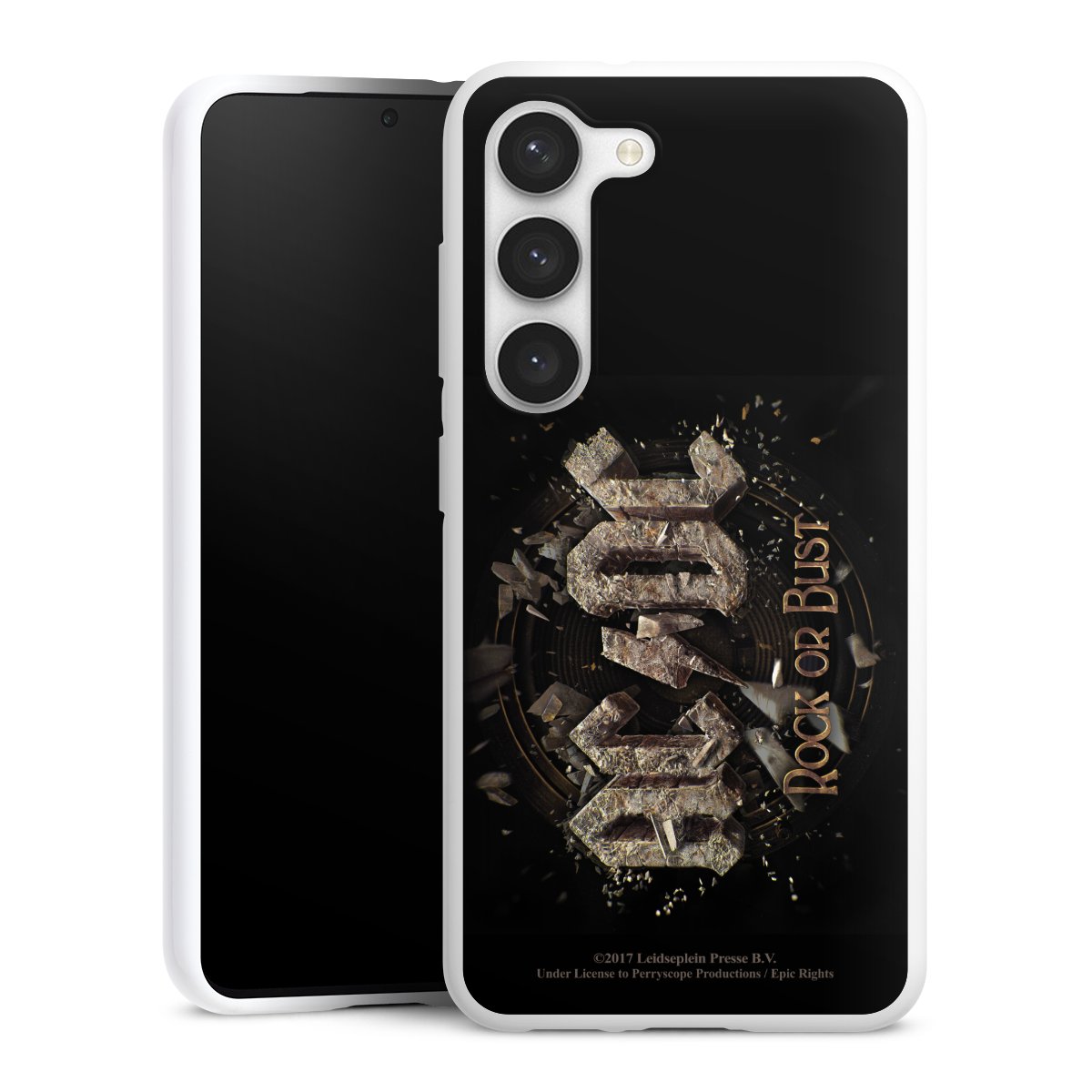 Galaxy S23 Handy Silikon Hülle Case weiß Handyhülle Acdc Official Licensed Product Rock Or Bust Silikon Case