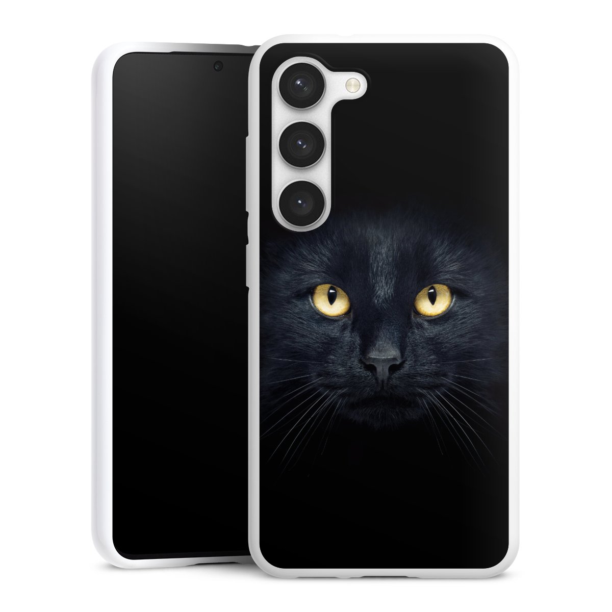 Galaxy S23 Handy Silikon Hülle Case weiß Handyhülle Eye Cat Black Silikon Case