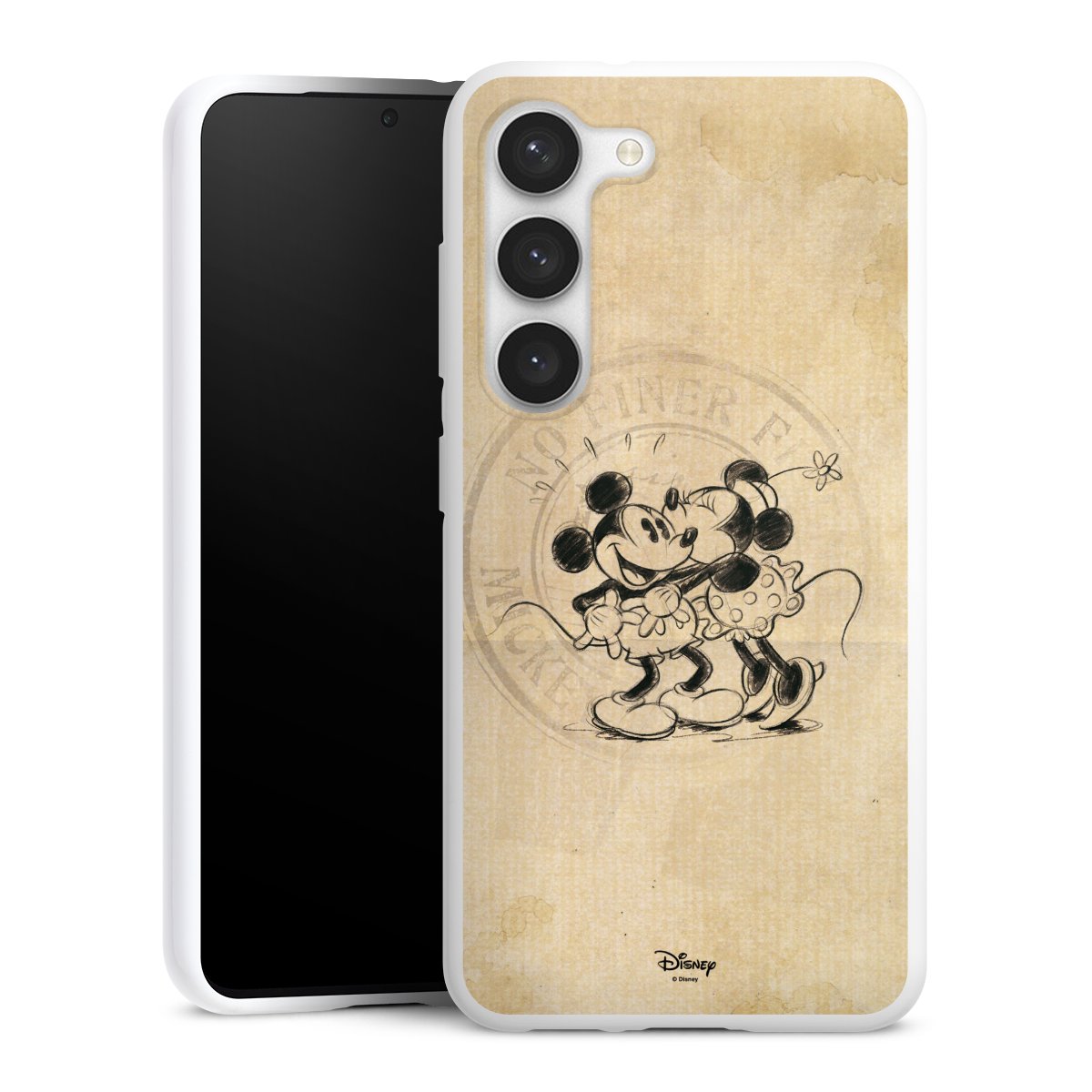 Galaxy S23 Handy Silikon Hülle Case weiß Handyhülle Mickey Mouse Vintage Minnie Mouse Silikon Case