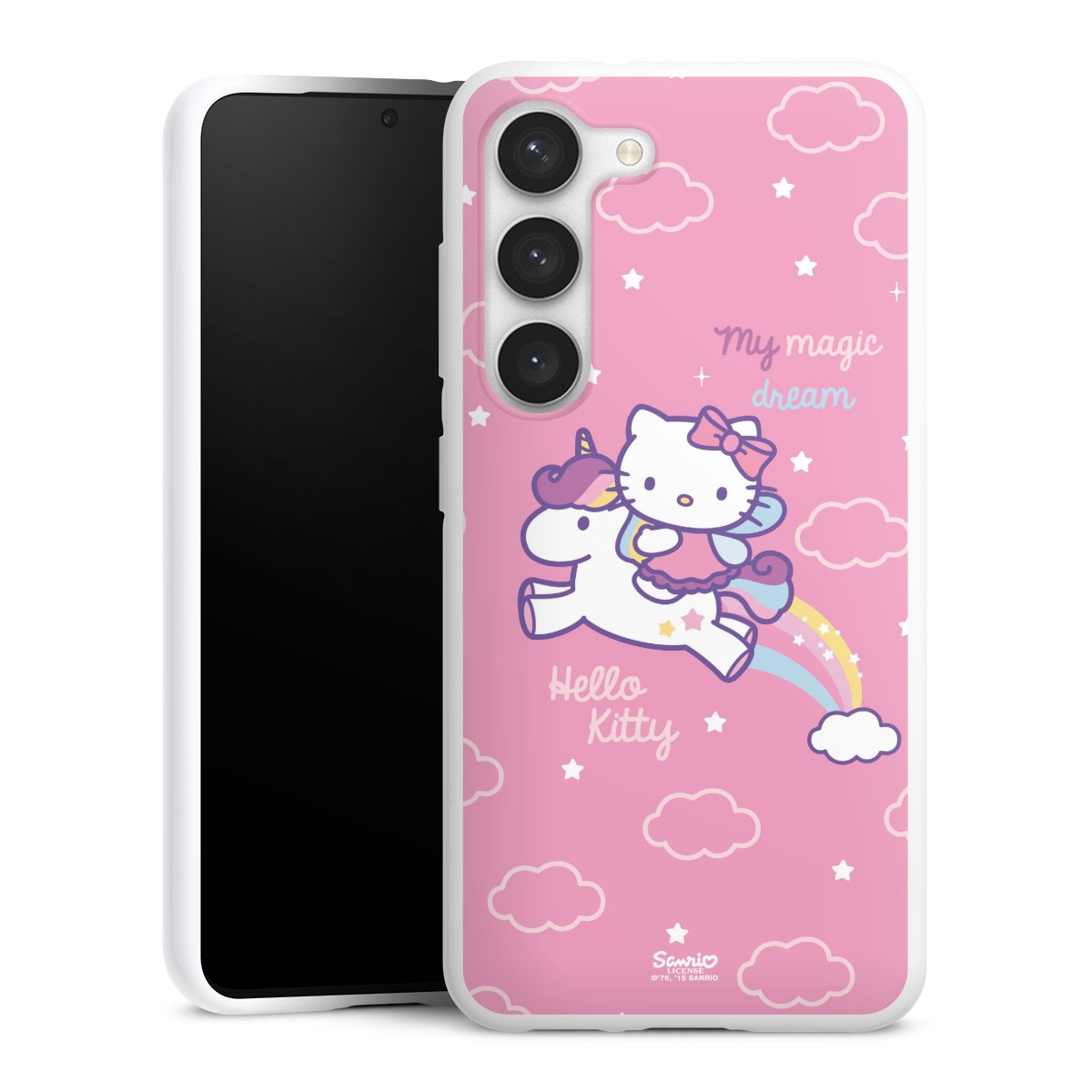 Galaxy S23 Handy Silikon Hülle Case weiß Handyhülle Einhorn Official Licensed Product Hello Kitty Silikon Case