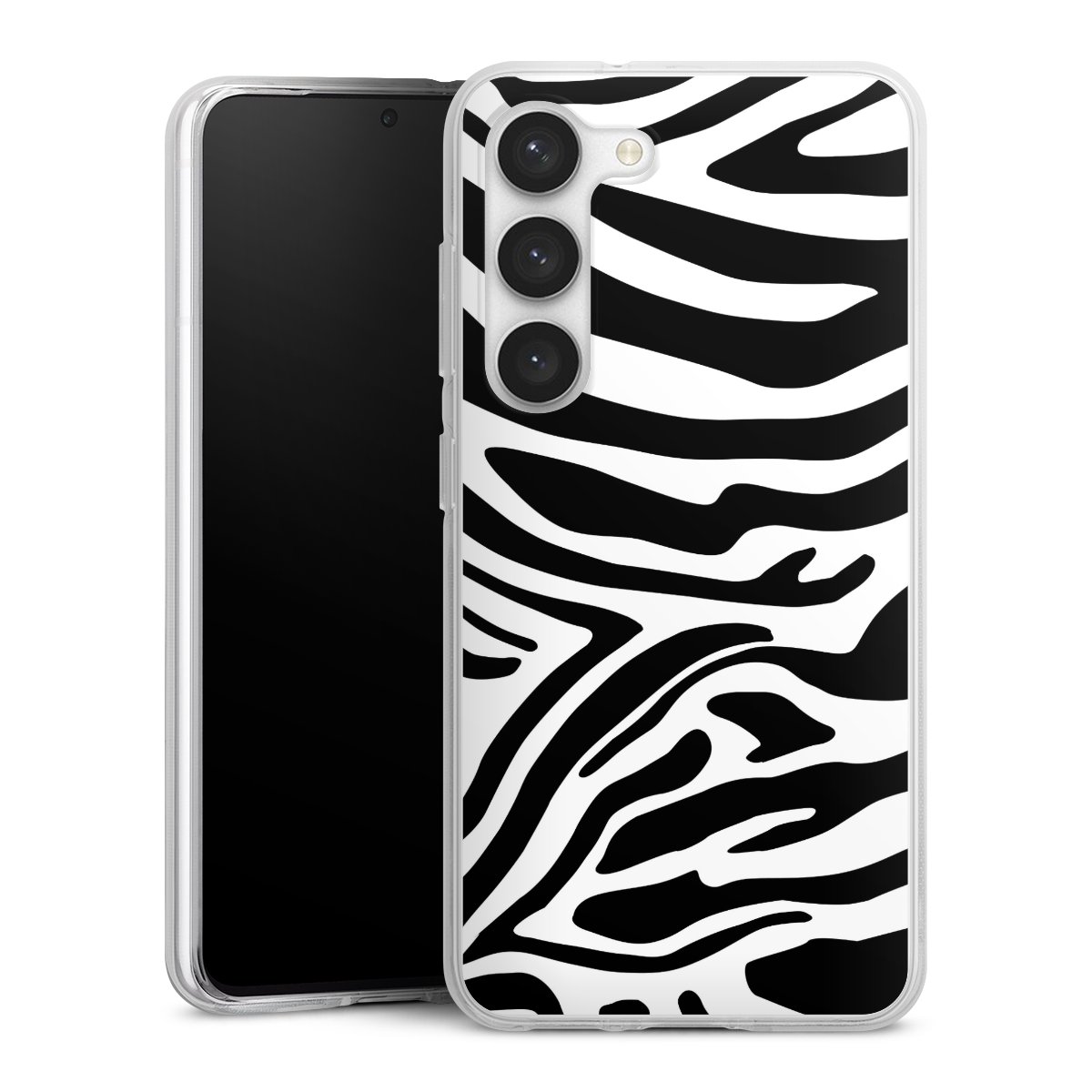 Galaxy S23 Handy Silikon Hülle Case transparent Handyhülle Zebra Animal Look Animal Print Silikon Case