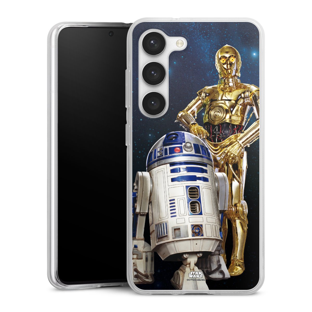 Galaxy S23 Handy Silikon Hülle Case transparent Handyhülle Weltall Star Wars R2d2 Silikon Case