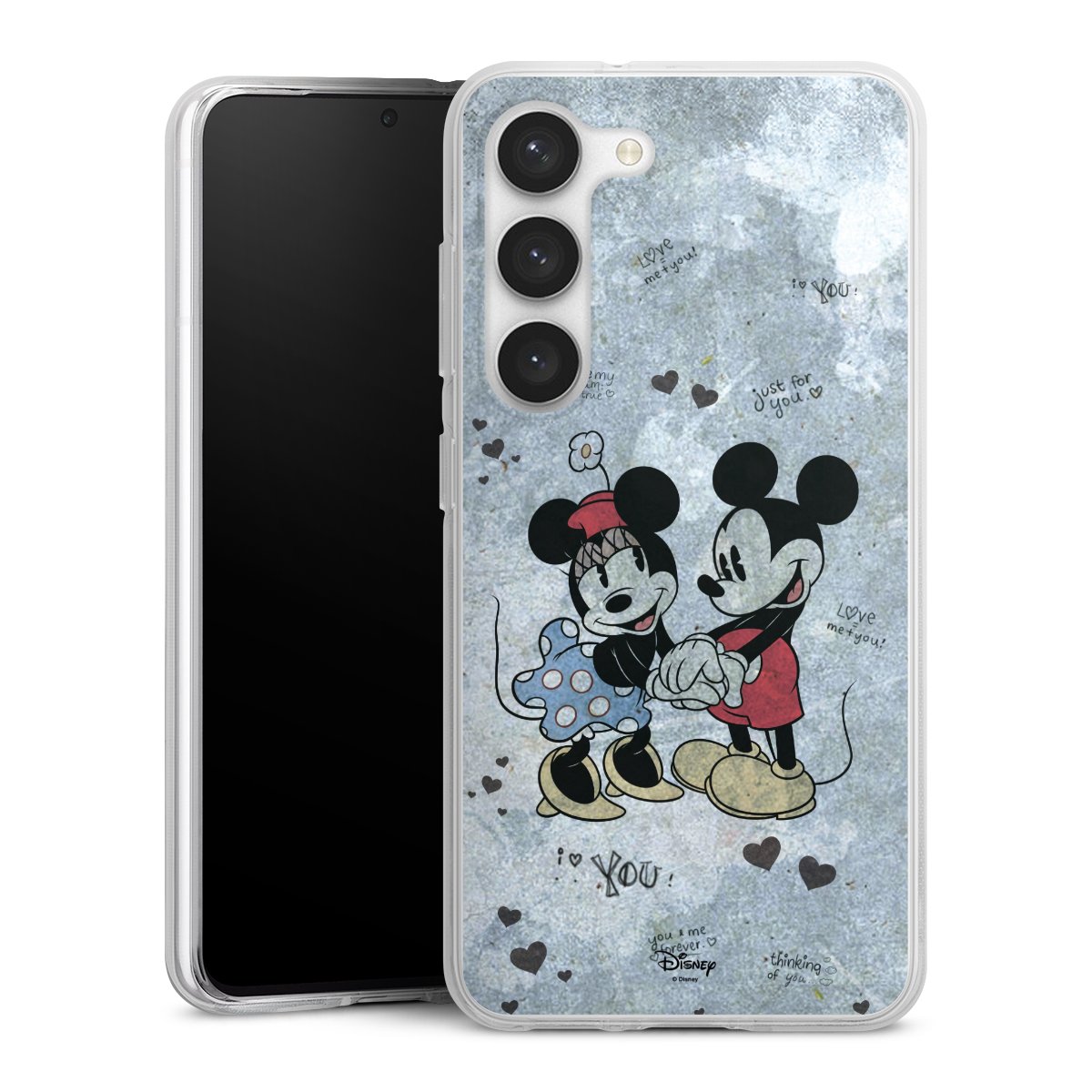 Galaxy S23 Handy Silikon Hülle Case transparent Handyhülle Mickey & Minnie Mouse Vintage Disney Silikon Case