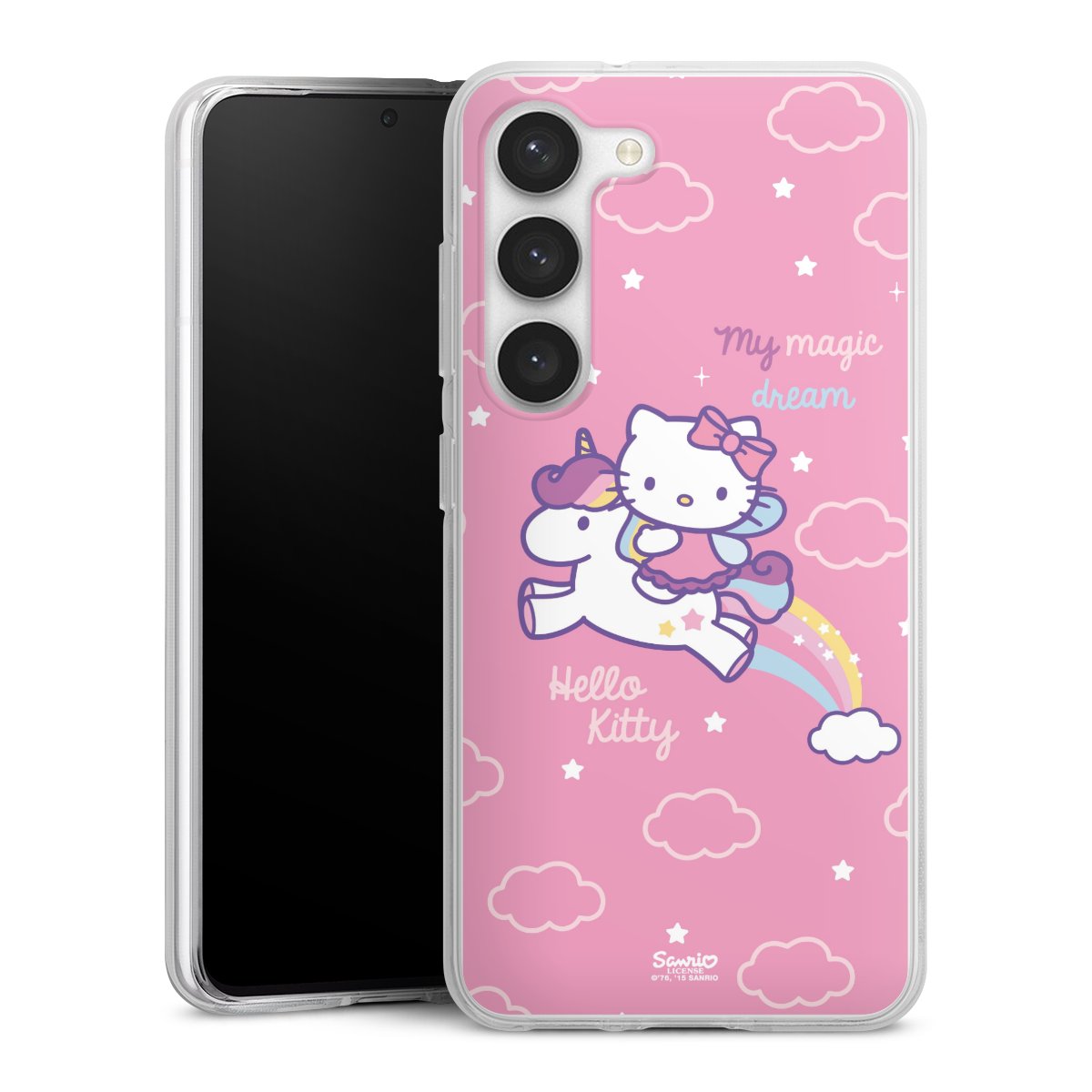 Galaxy S23 Handy Silikon Hülle Case transparent Handyhülle Einhorn Official Licensed Product Hello Kitty Silikon Case